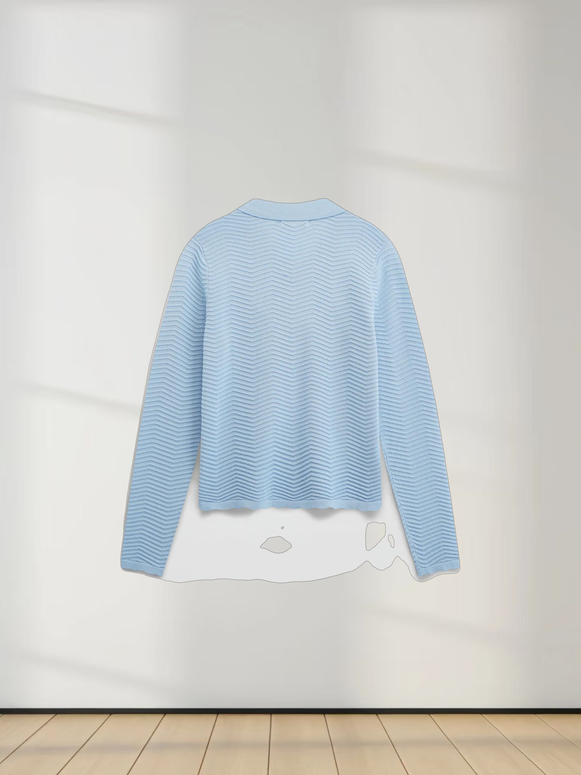 Scallop Edge Collar Sweater-Light Blue