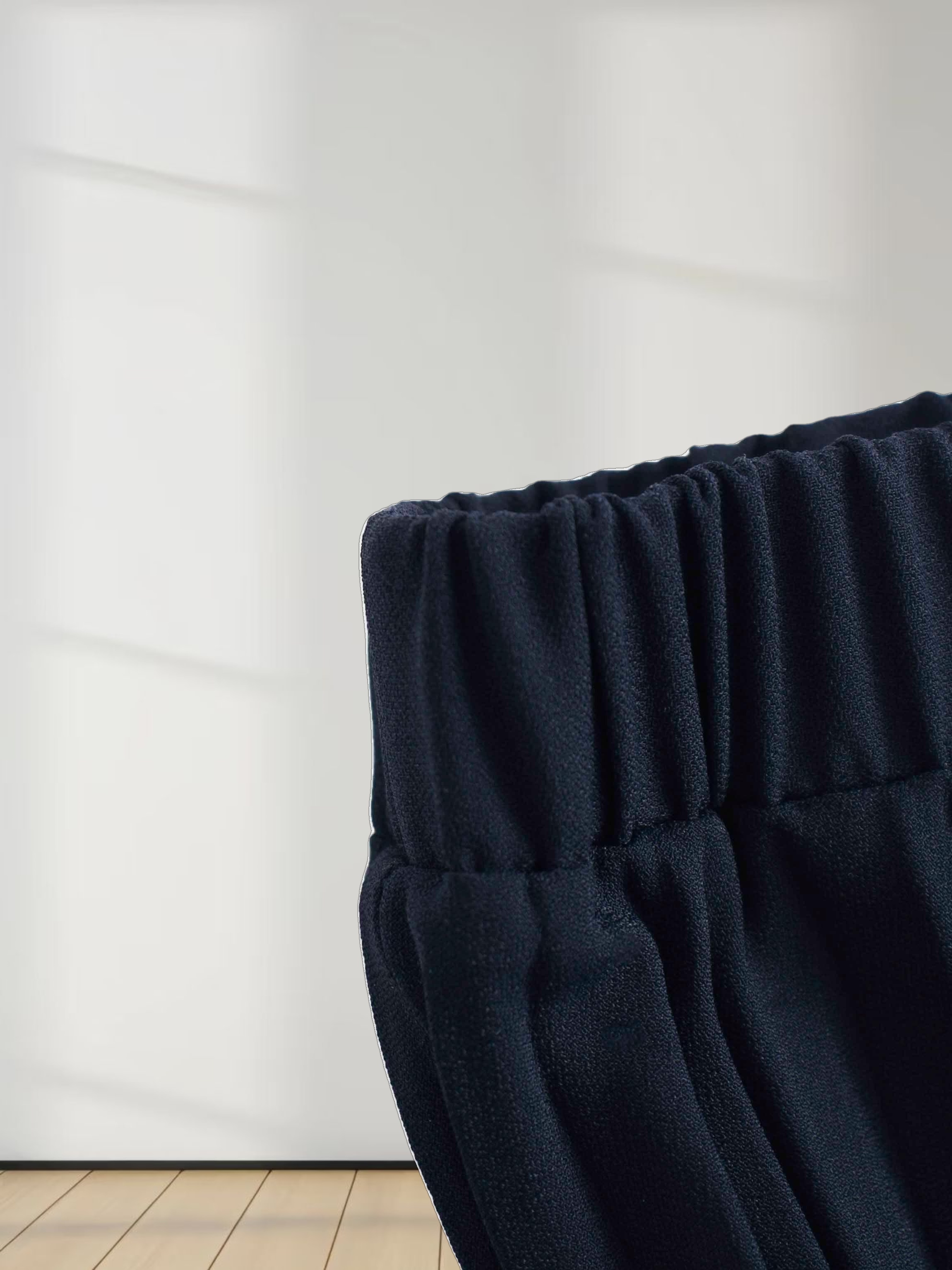 Crepe Pleated Maxi Skirt-Navy