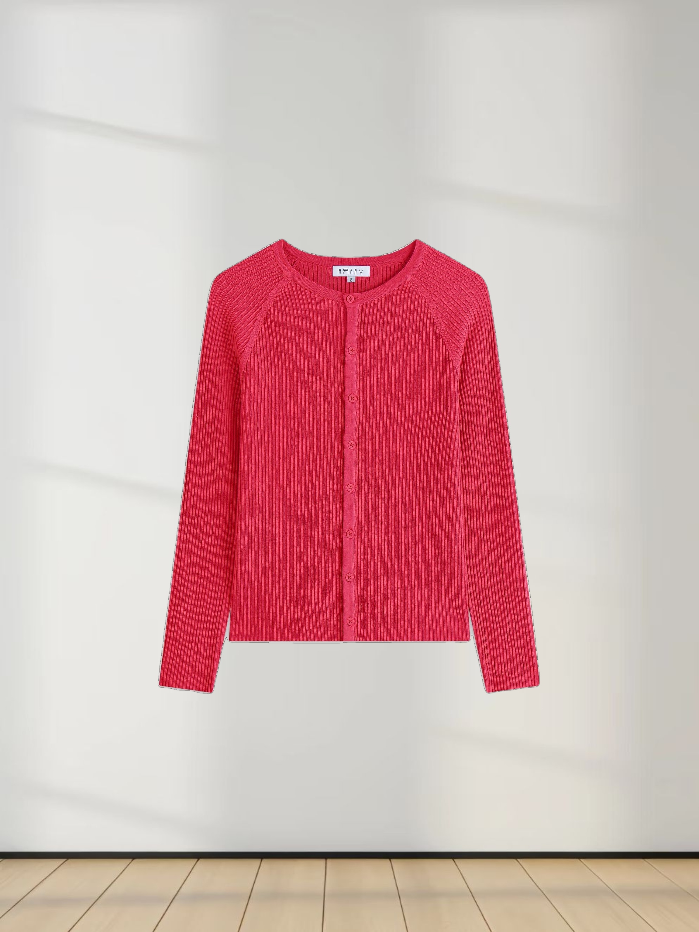 Ribbed Knit Cardigan-Hot Pink