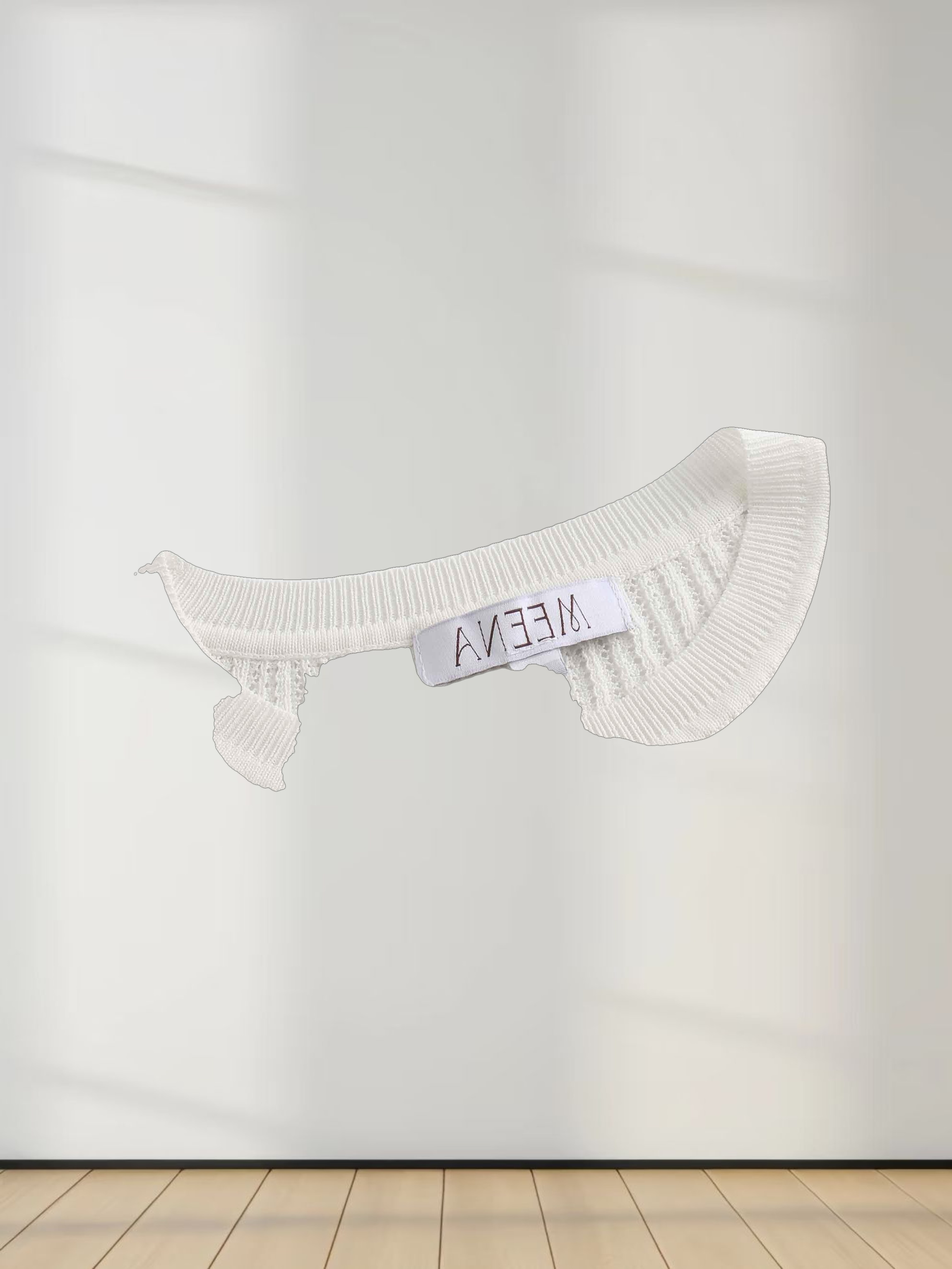 Printed Pointelle Sweater-White