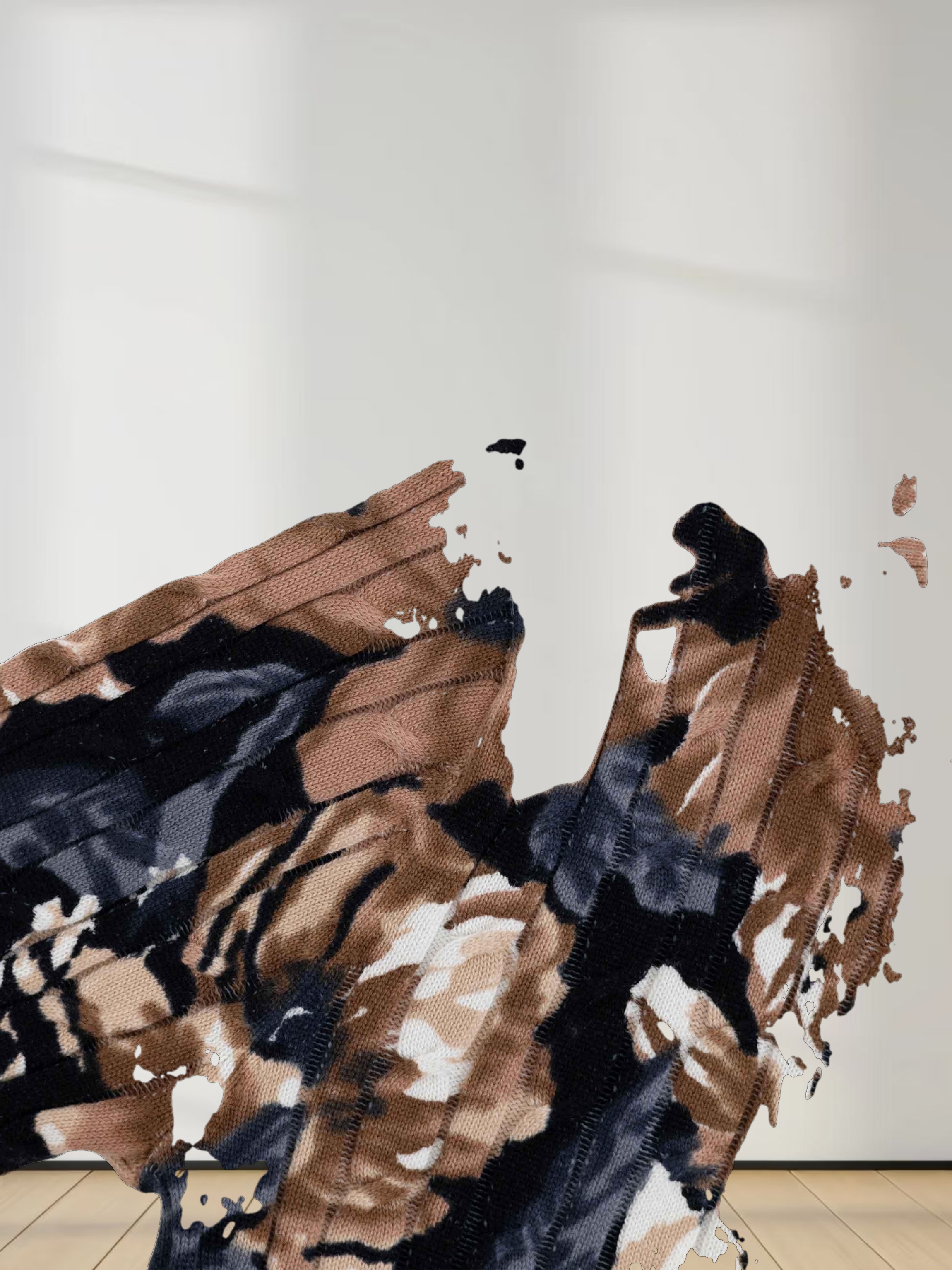 Printed Cable Sweater-Tan Flower