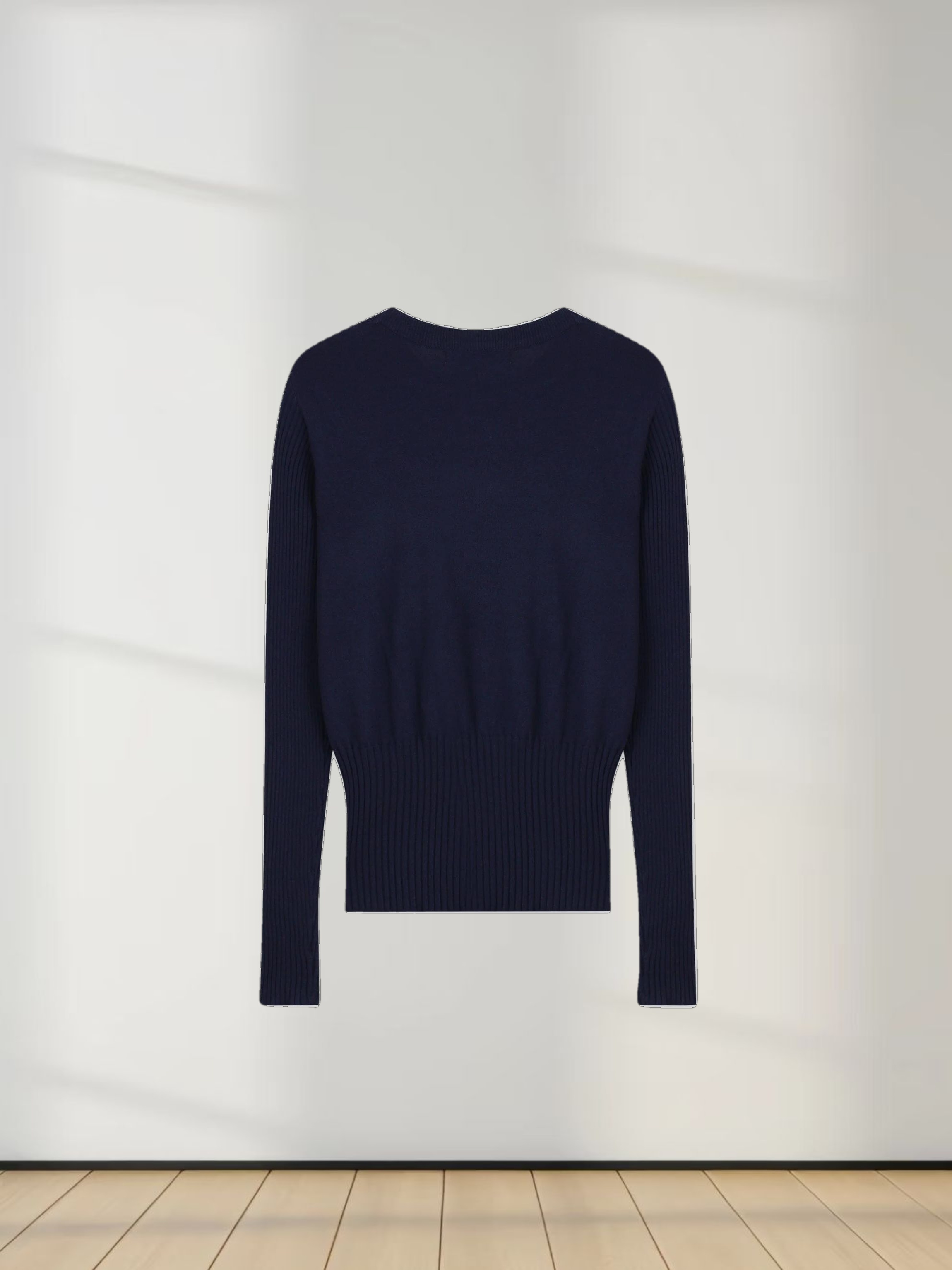 RIBBED WAISTED SWEATER-NAVY