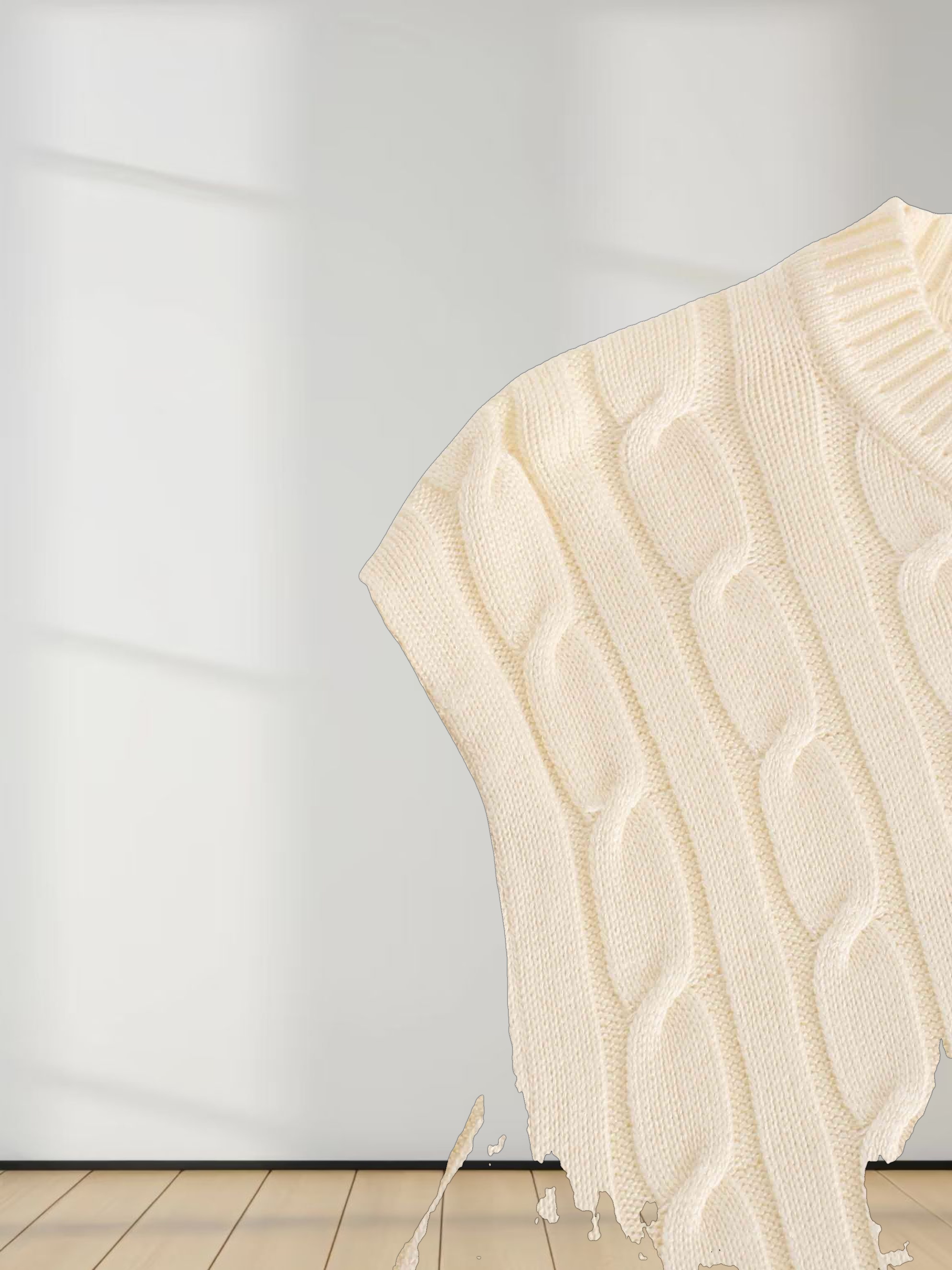 Knit Cable Sweater-Ivory