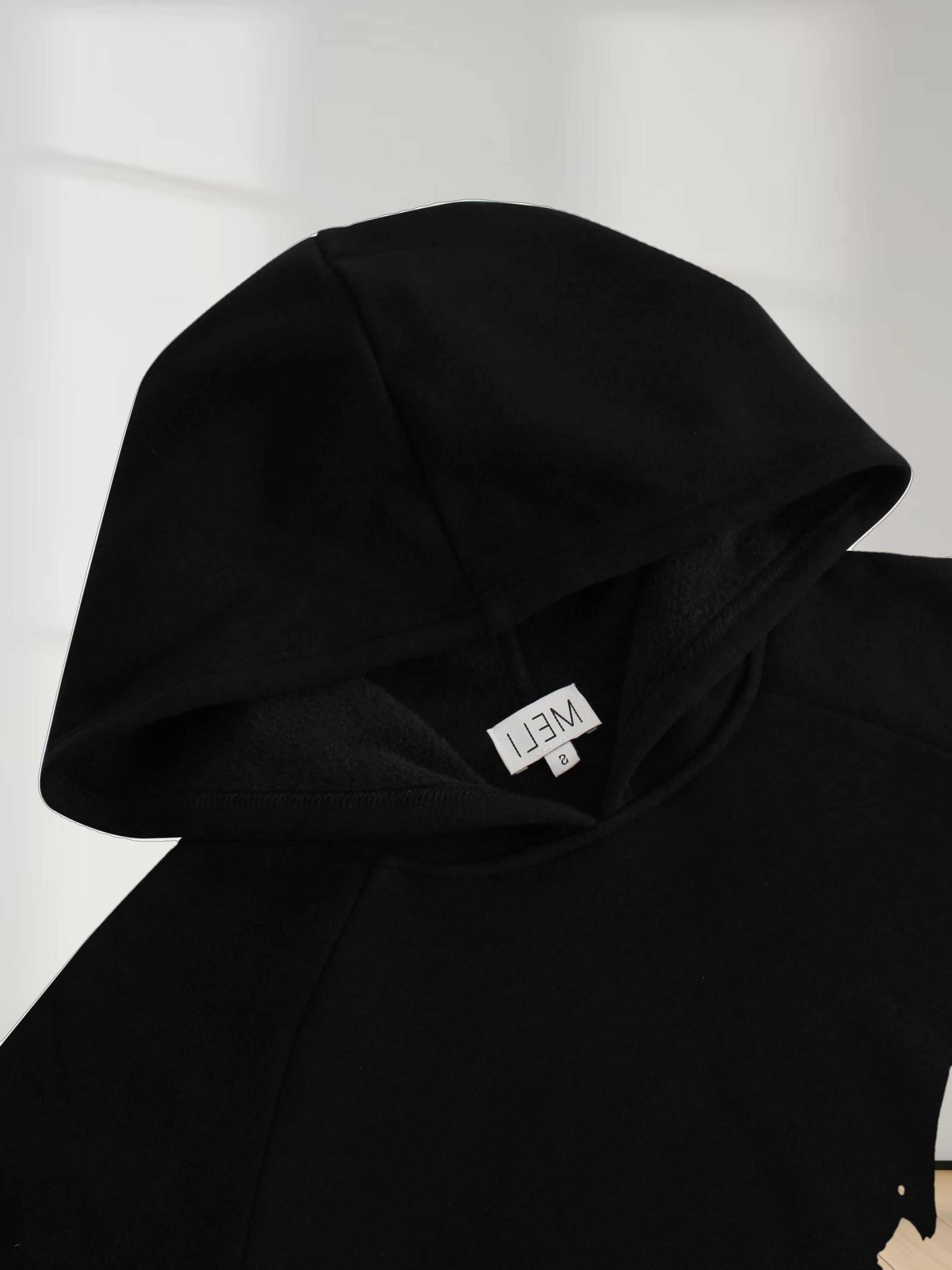 Hooded Sweatshirt Dress-Black