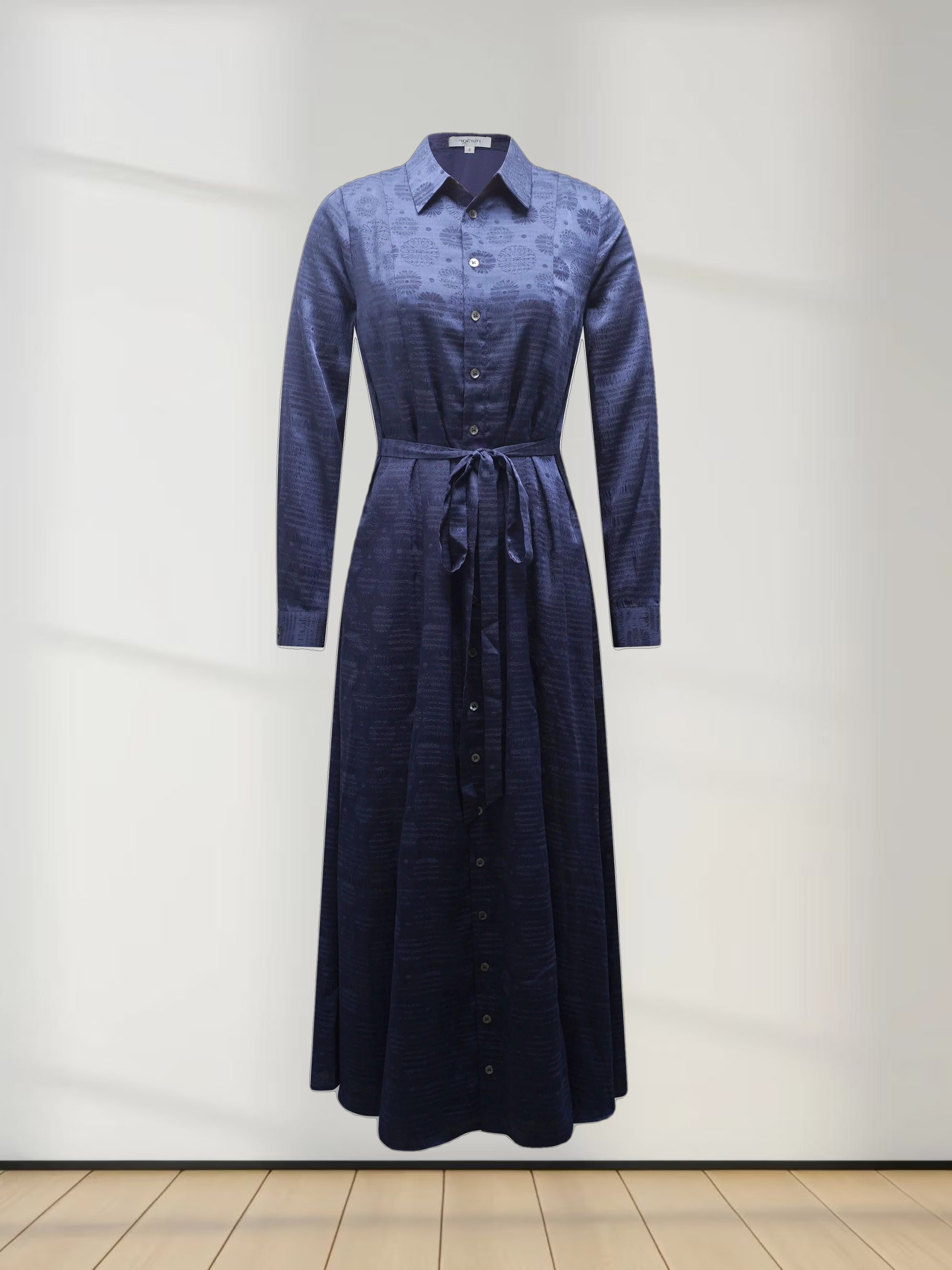 Collared A-Line Shirtdress-Navy