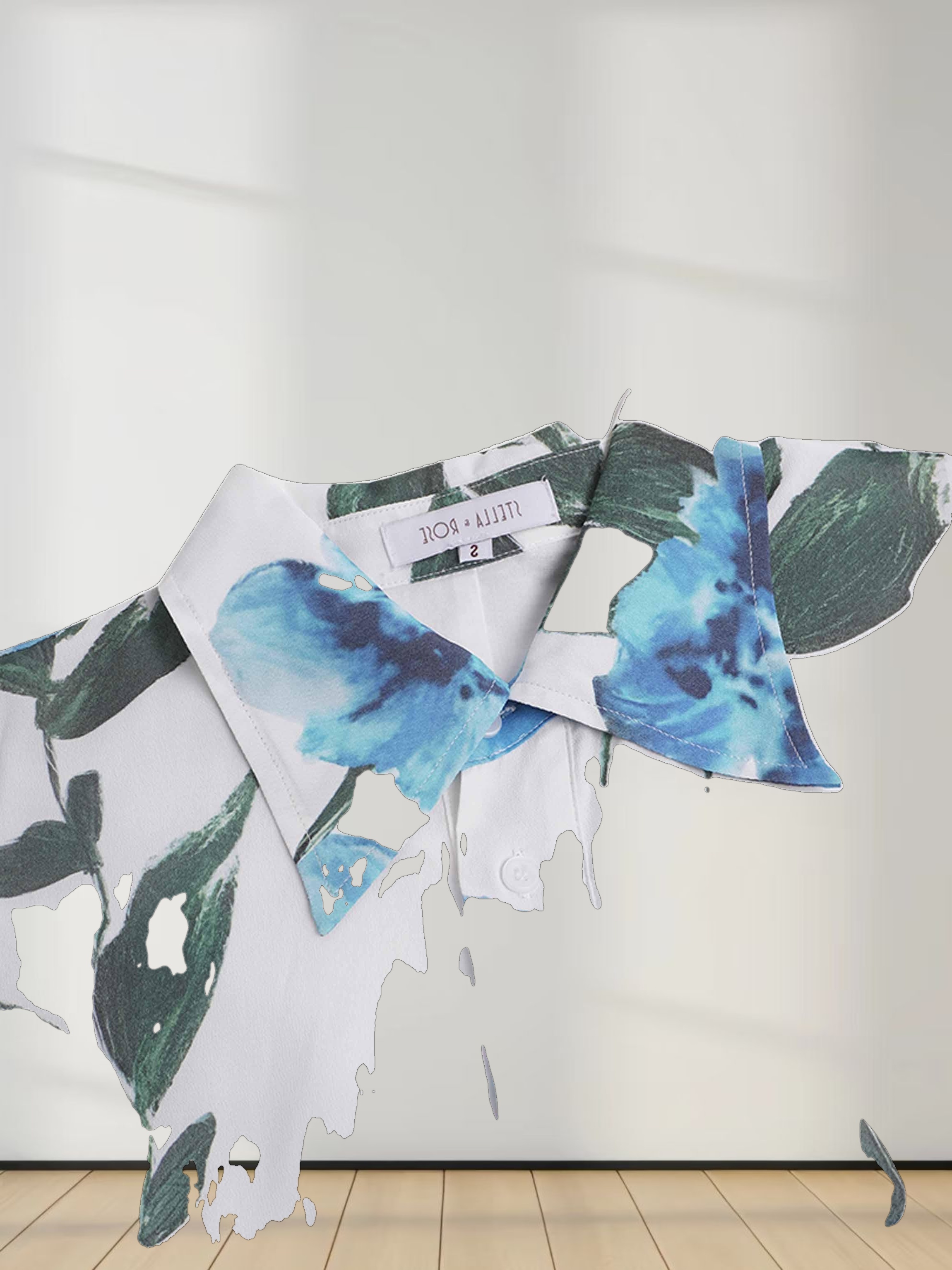 Printed Shirred Pocket Dress-Blue Floral