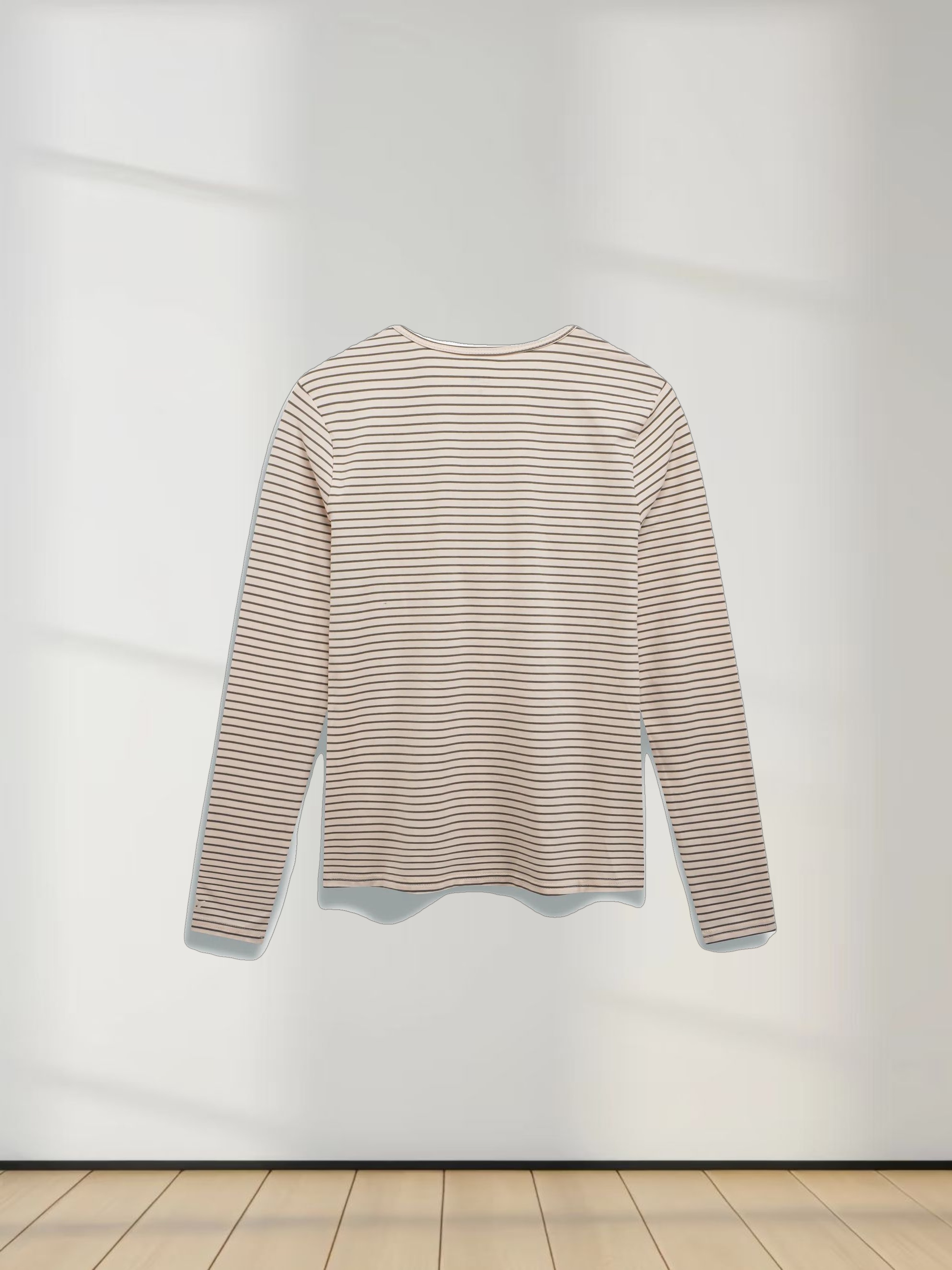 Flat Striped High V Long Sleeve-Pink/Green