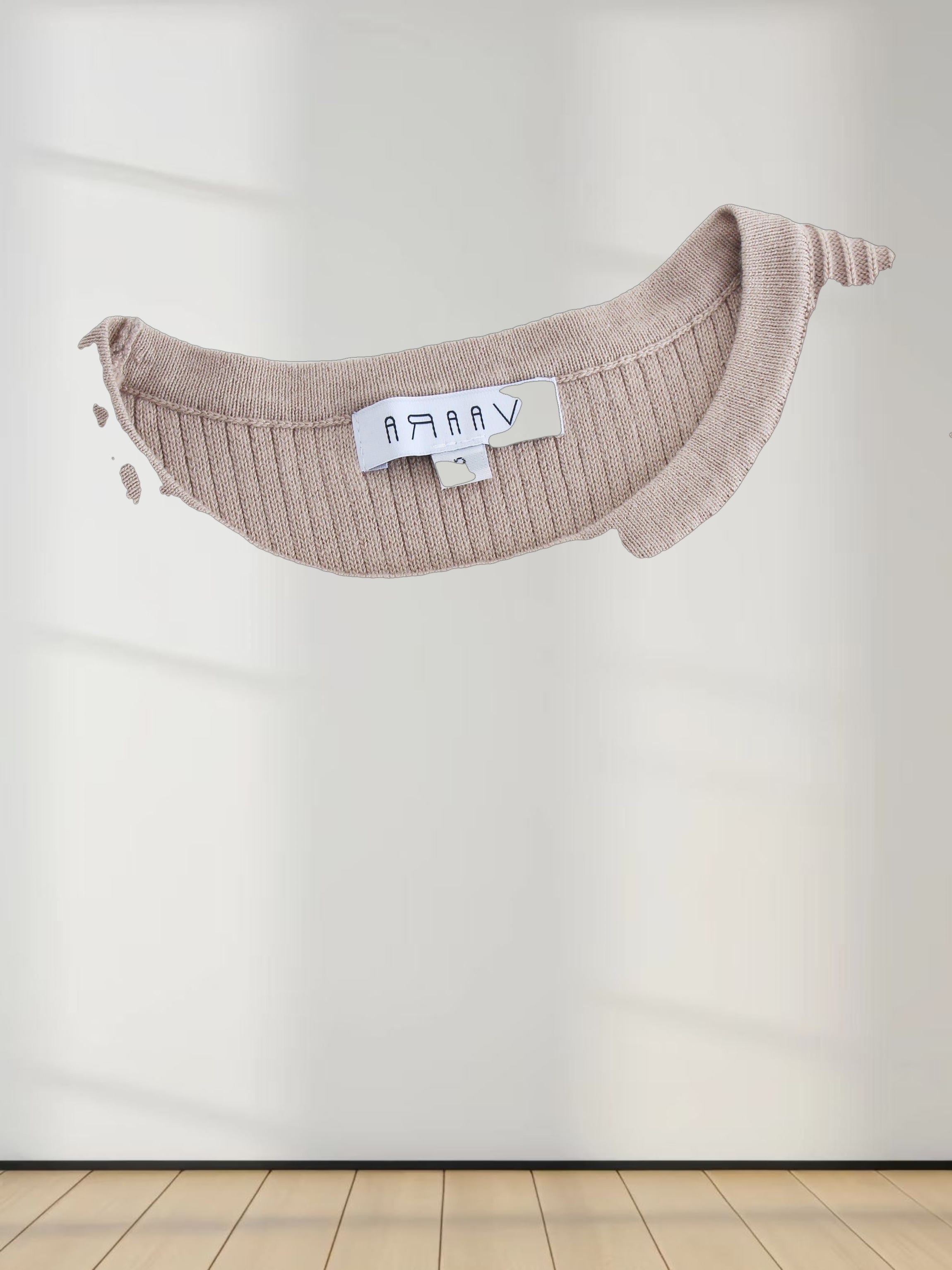 Sleeveless Ribbed Crew-Tan