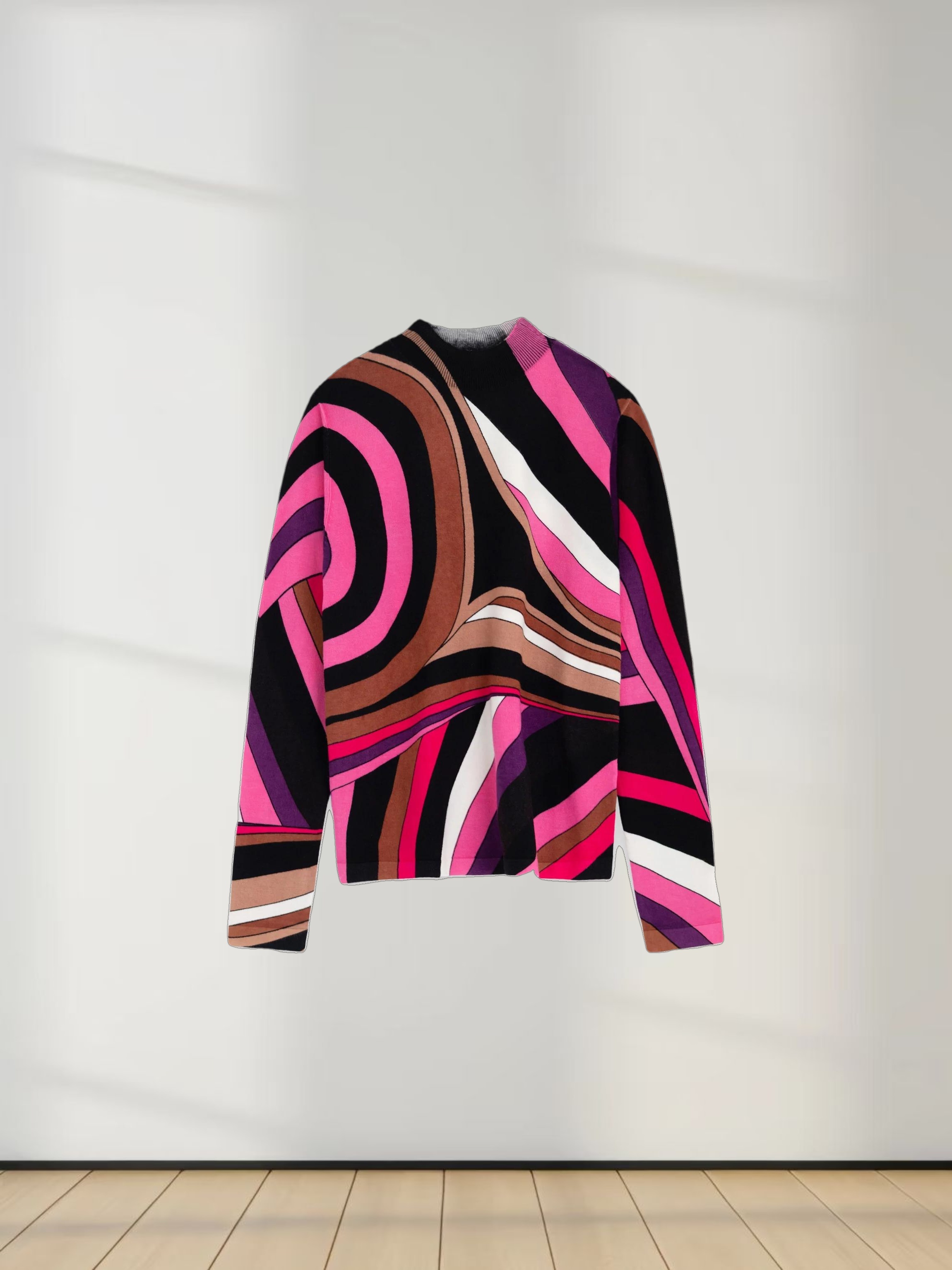 Mock Neck Sweater-Pink Swirl