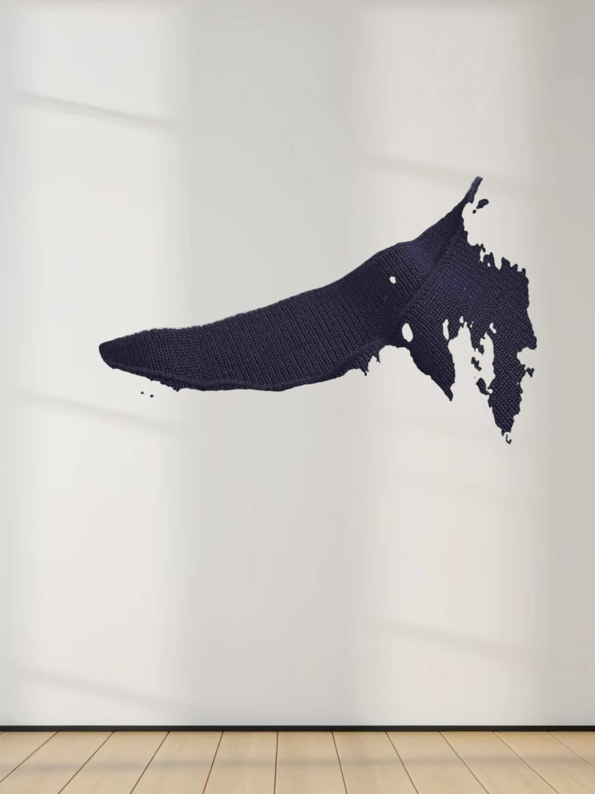 Mock Neck Thin Knit Sweater-Navy/Cream