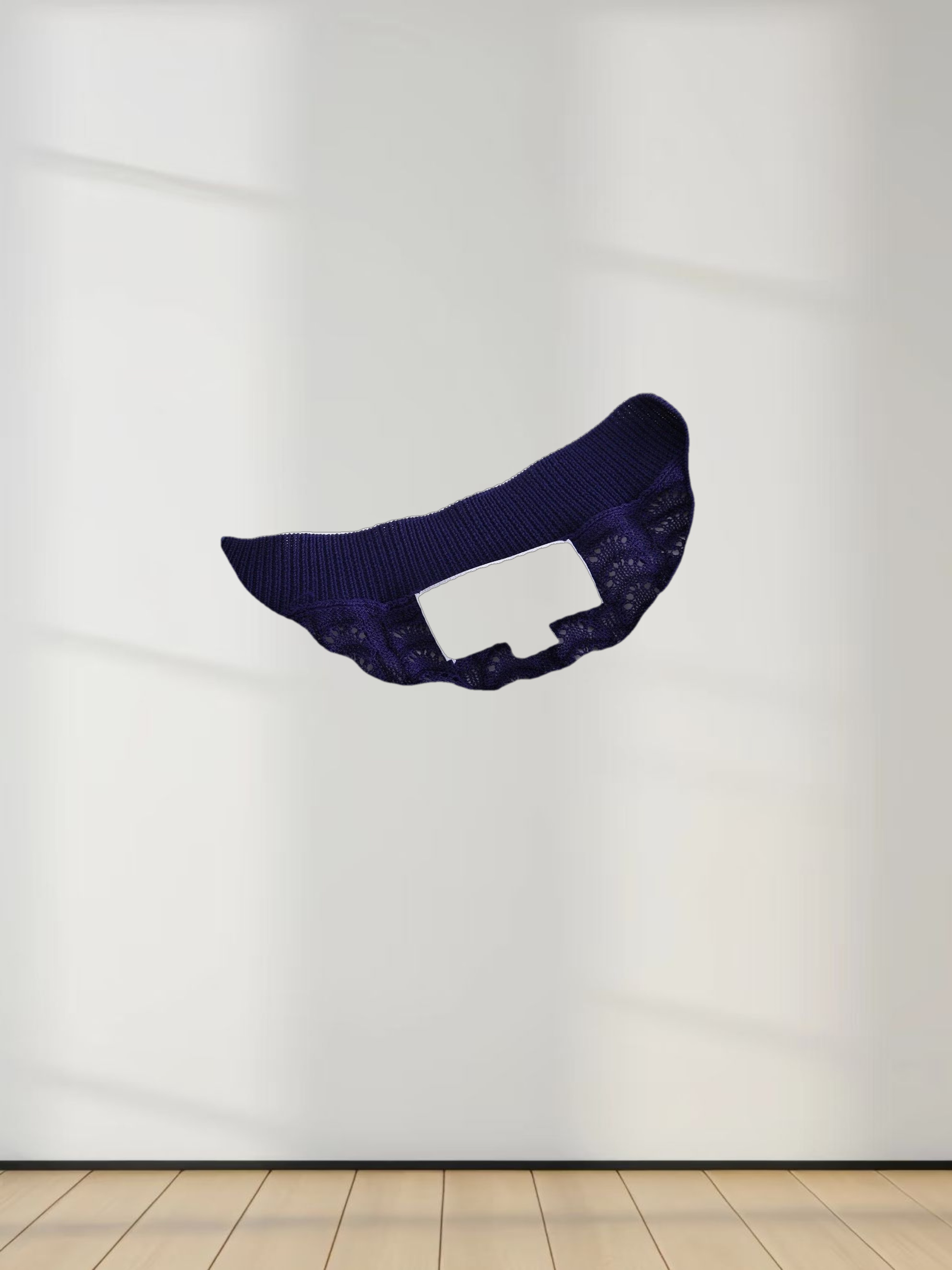 Pointelle Knit Sweater-Navy