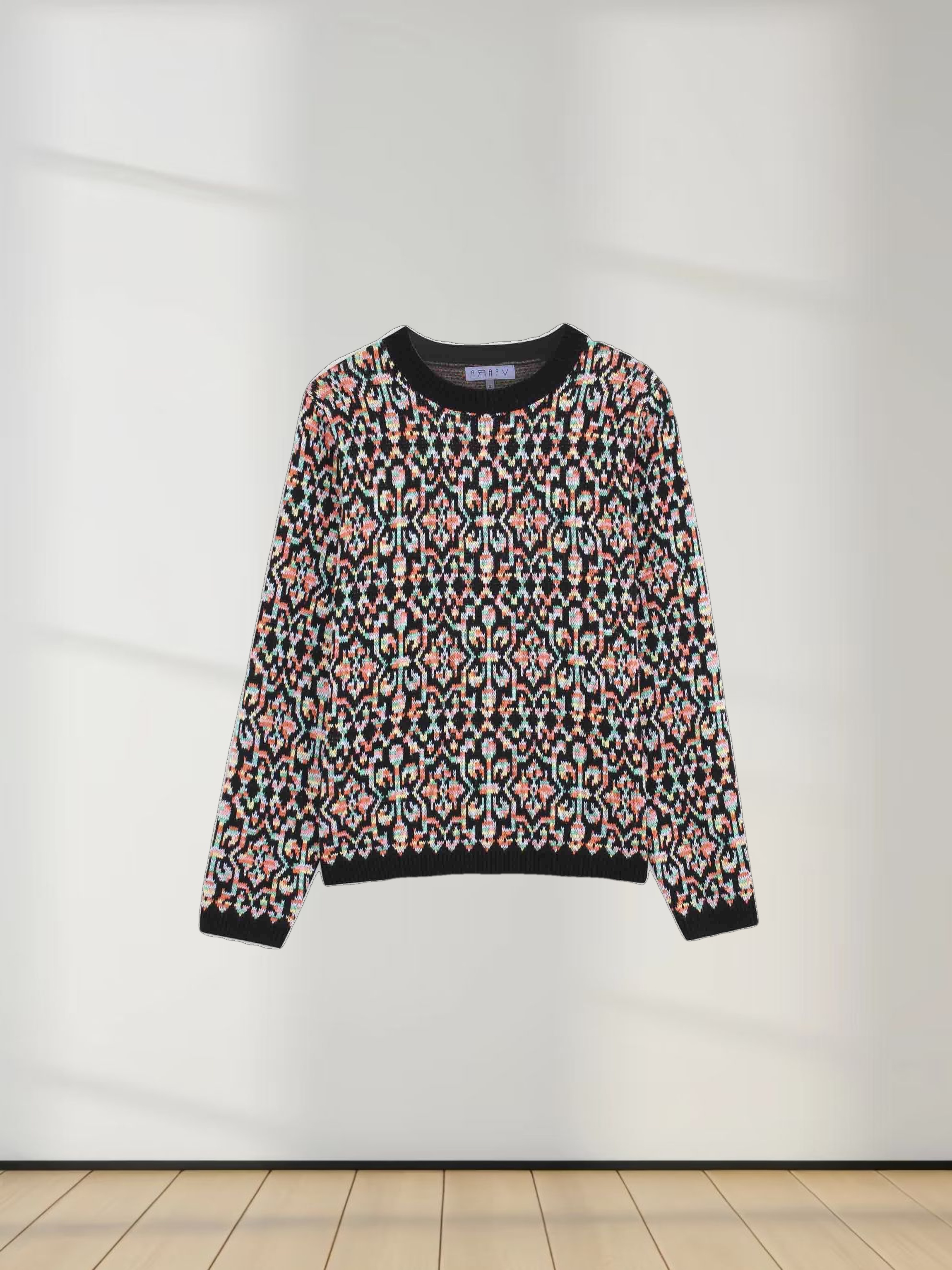 Mosaic Print Sweater-Black