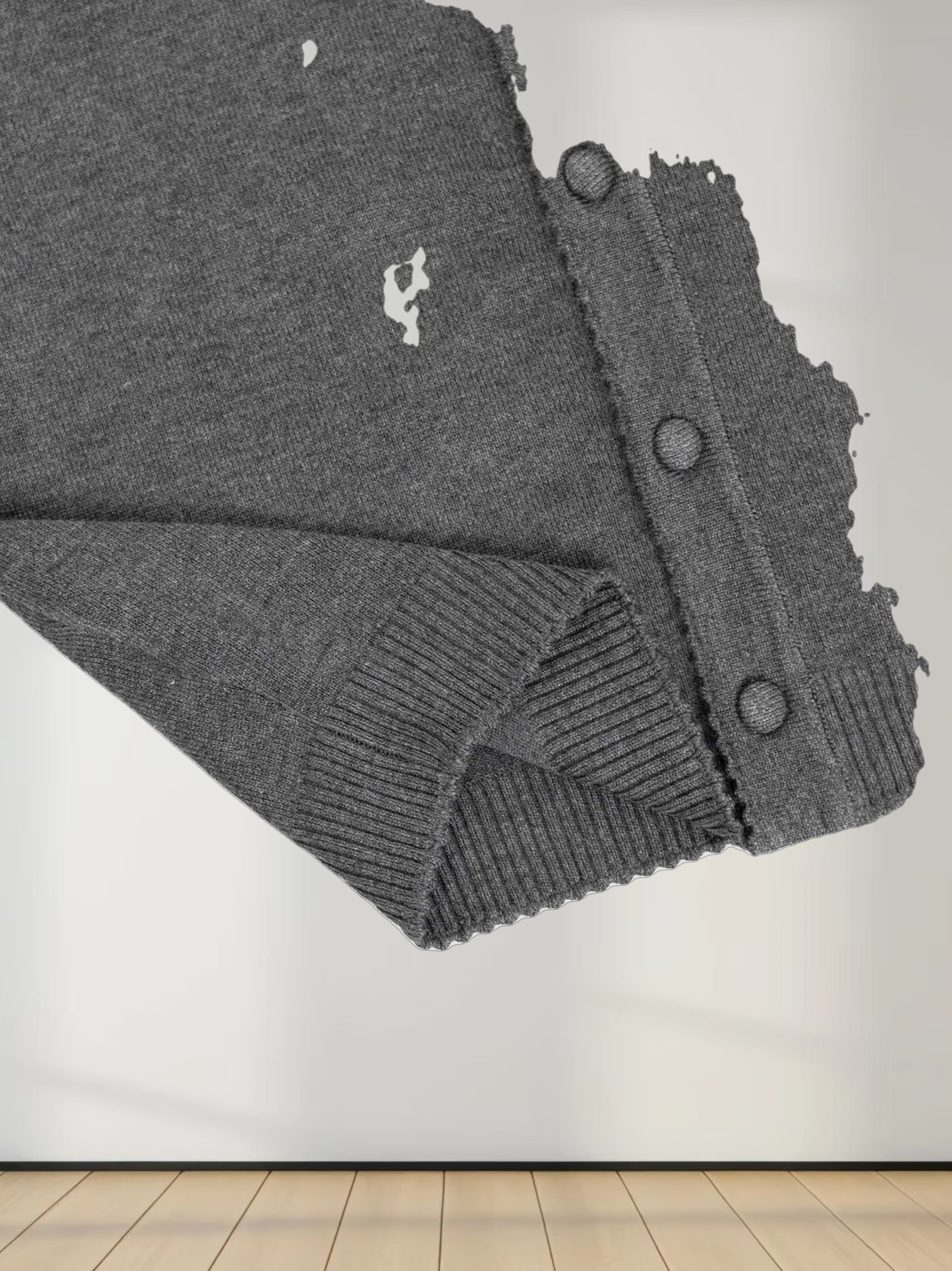 Trim Detail Crew Crop Cardigan-Heathered Grey