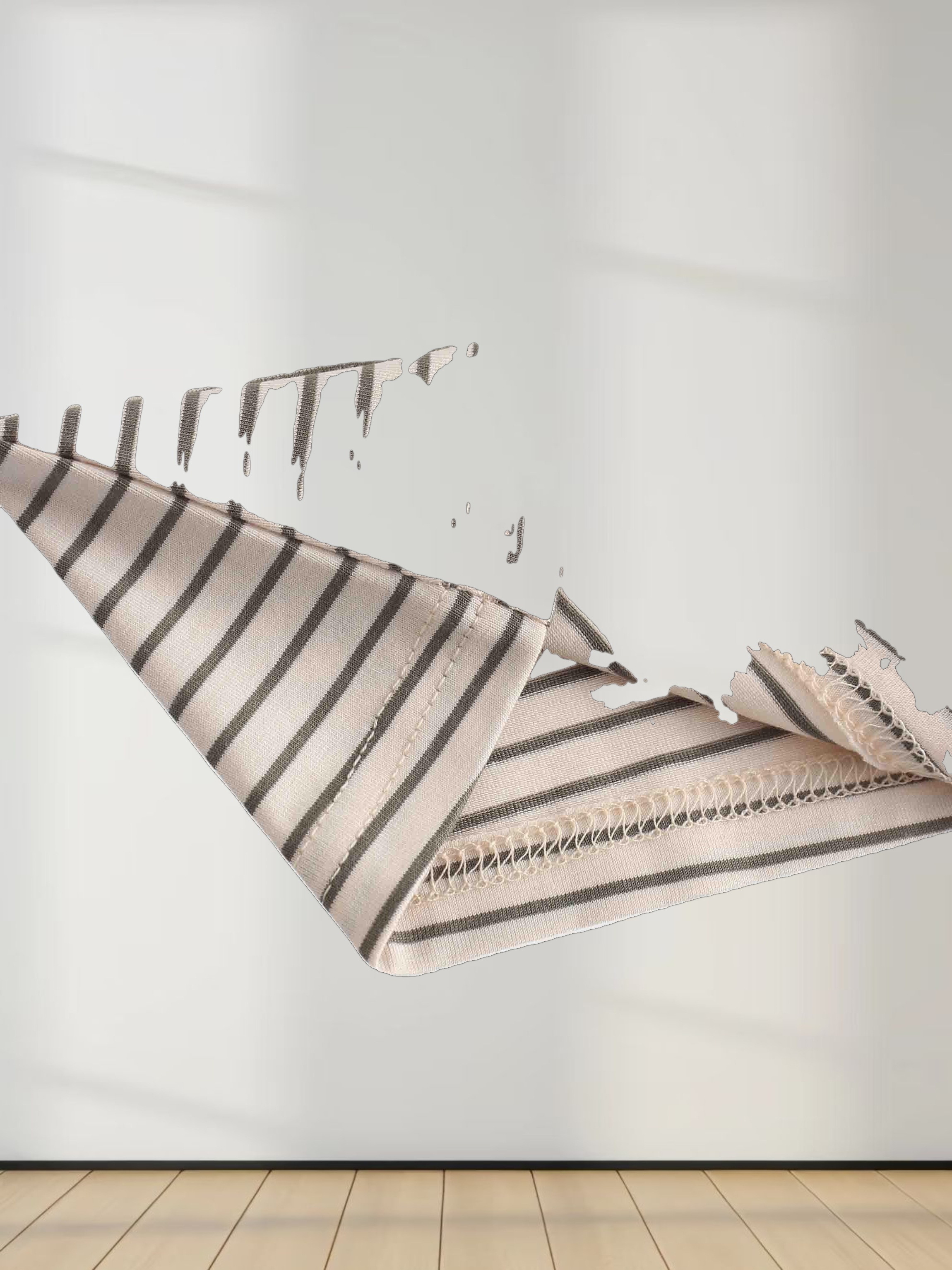 Flat Striped High V Long Sleeve-Pink/Green