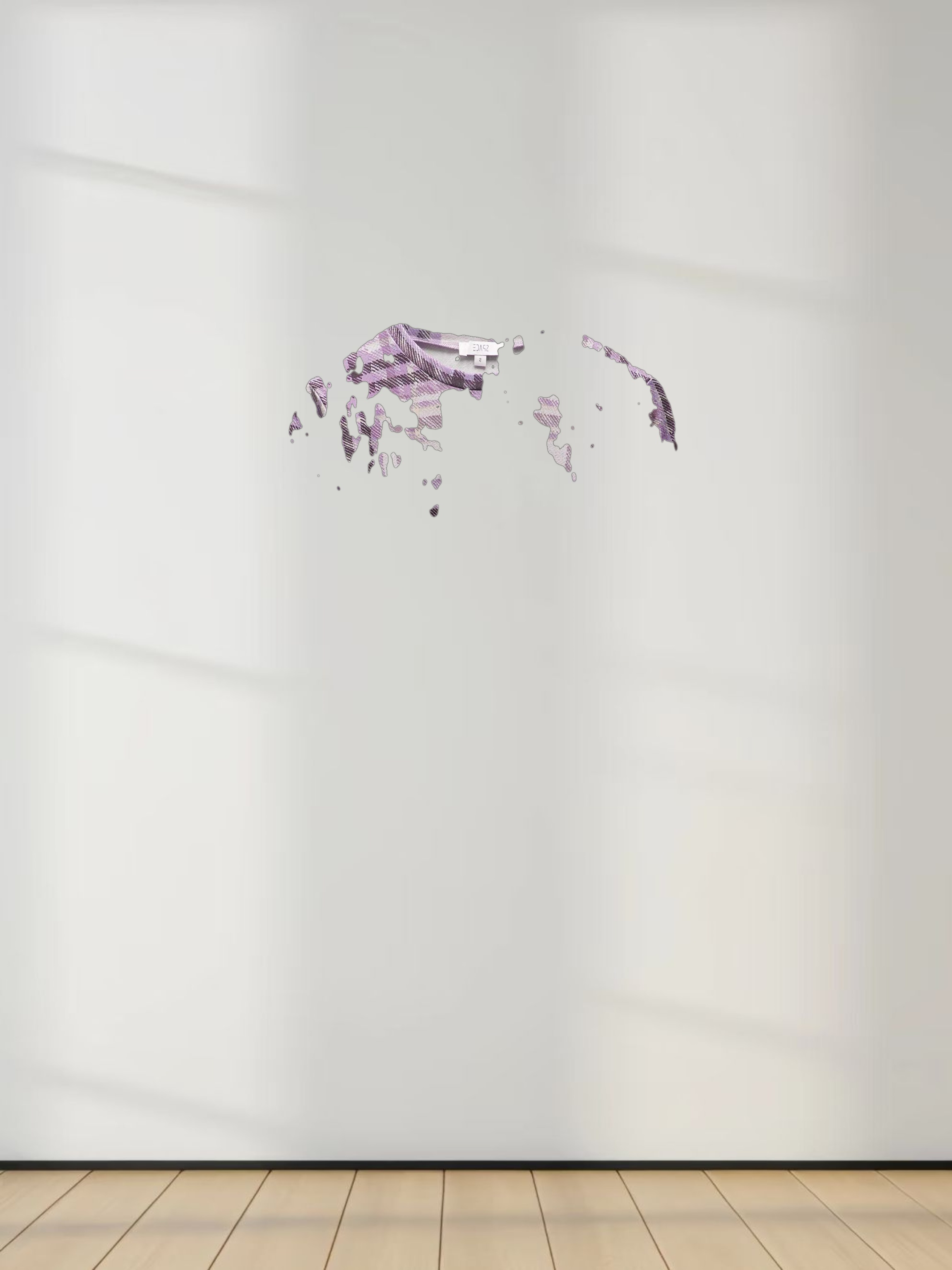 Stretch Printed Crew Top-Lavender Plaid