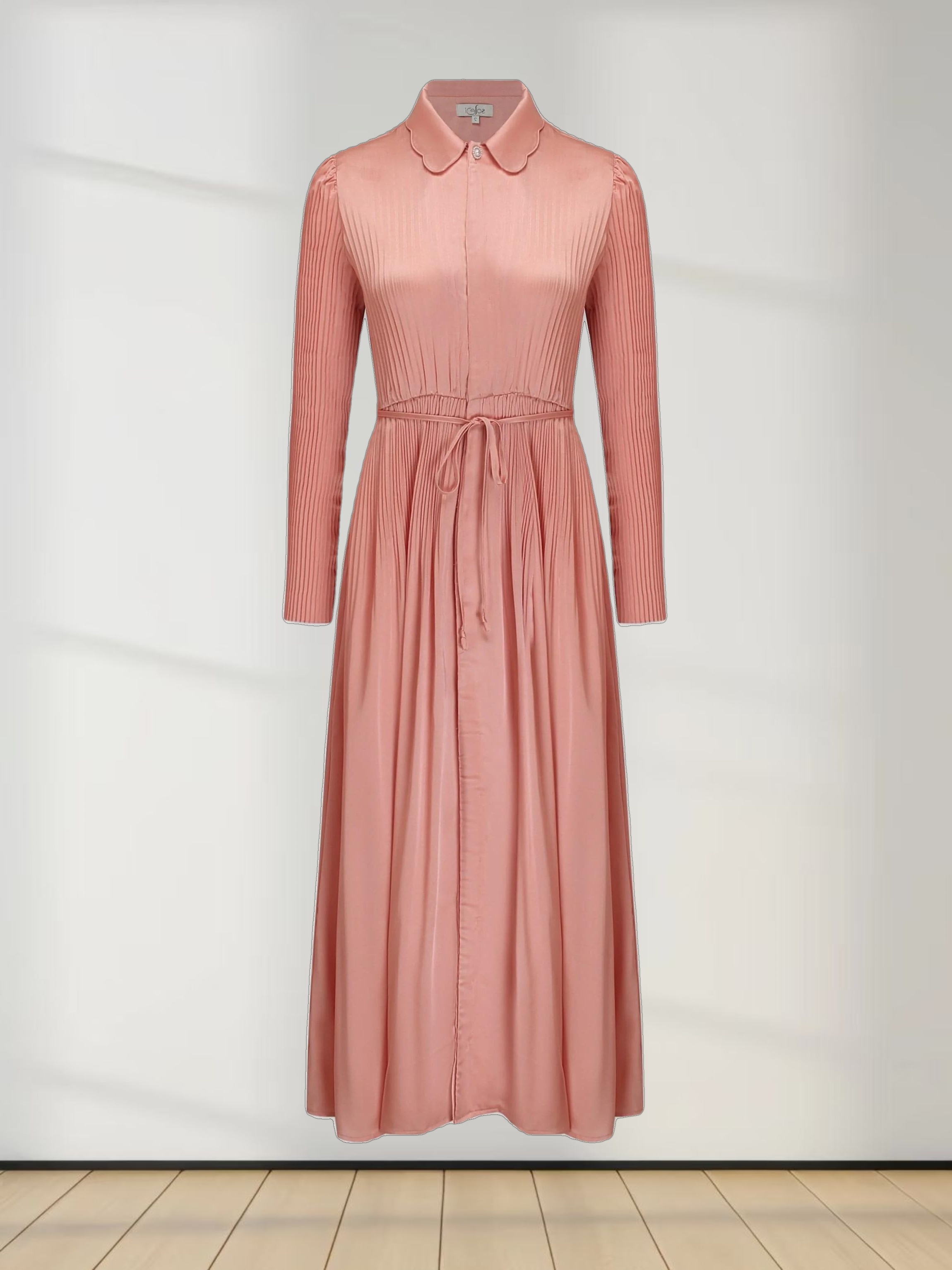 Micro Pleat Dress-Peach