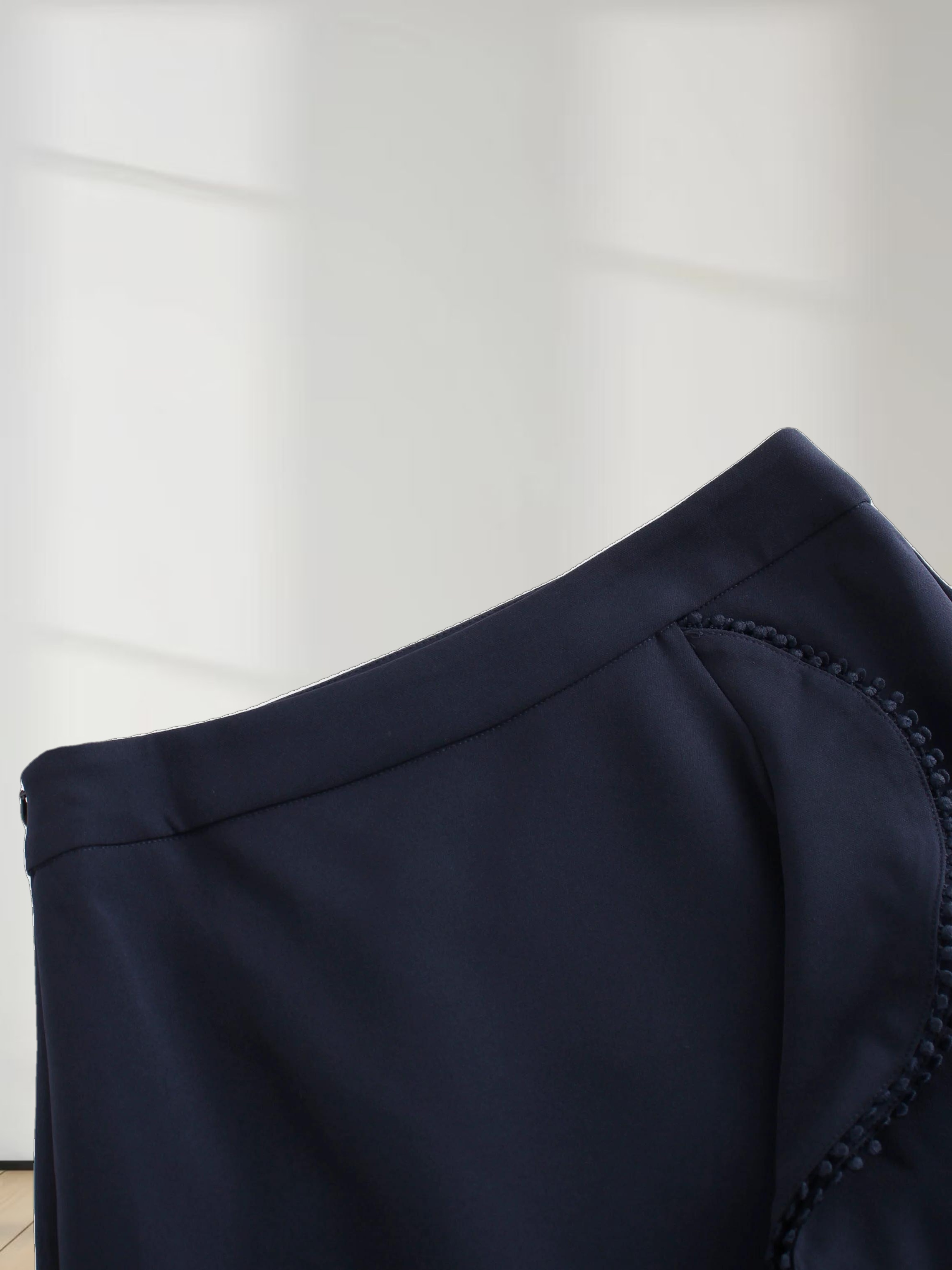 Side Ruffle Skirt-Navy