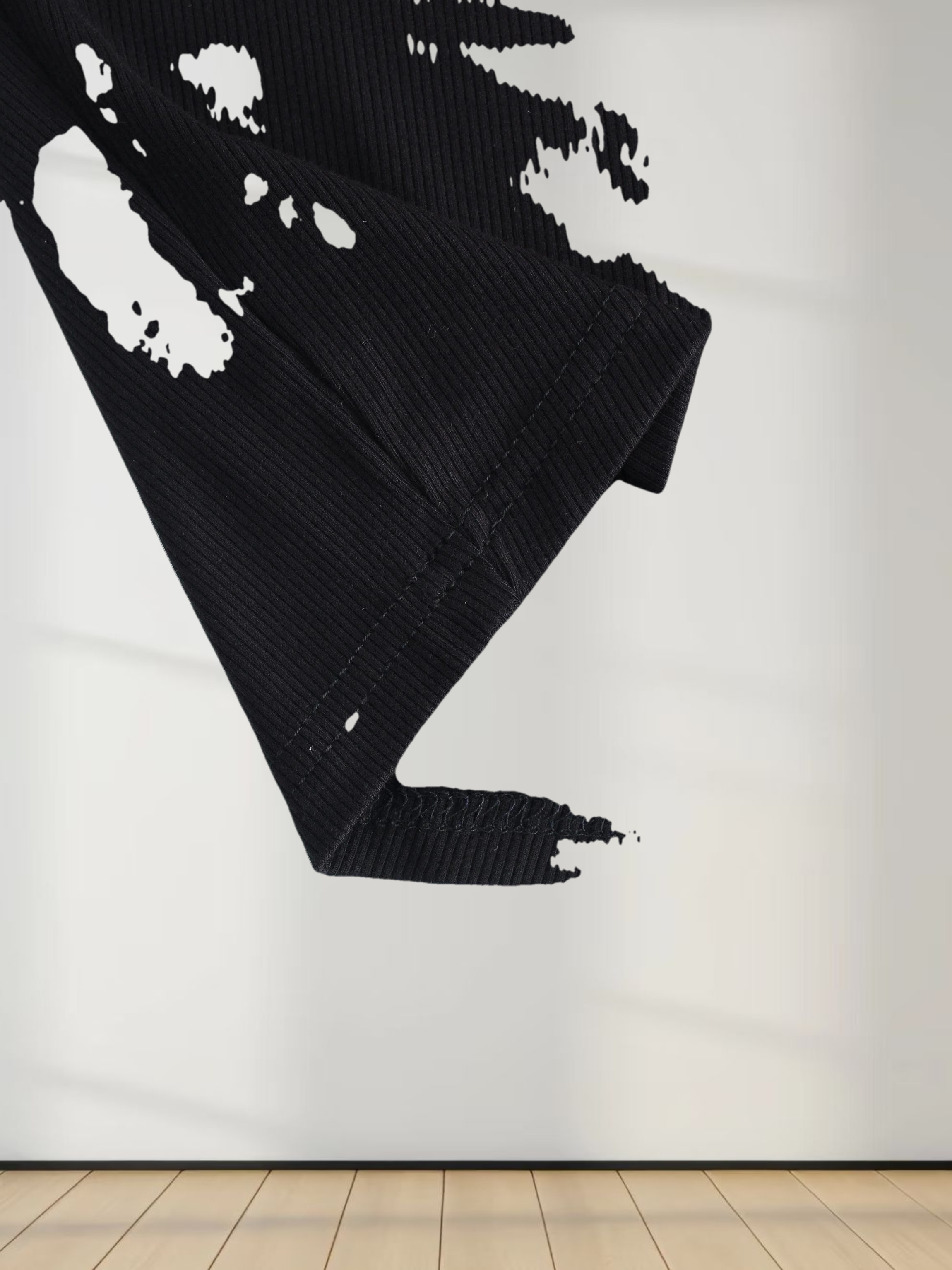 RIB DOLMAN V TEE-BLACK