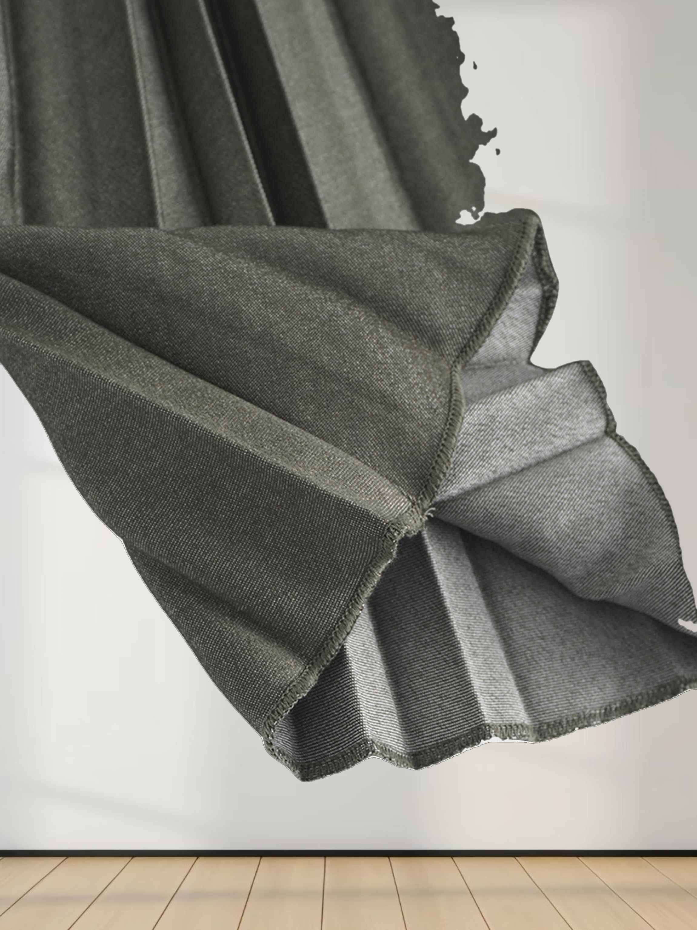 Denim Pleated Skirt-Olive