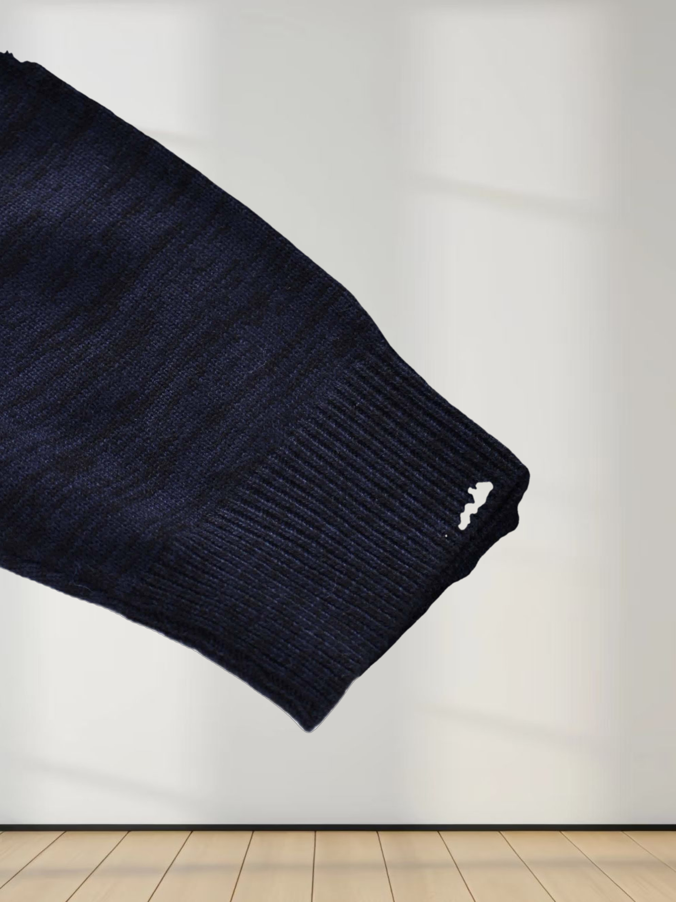 Side Zipper Sweater-Black/Blue