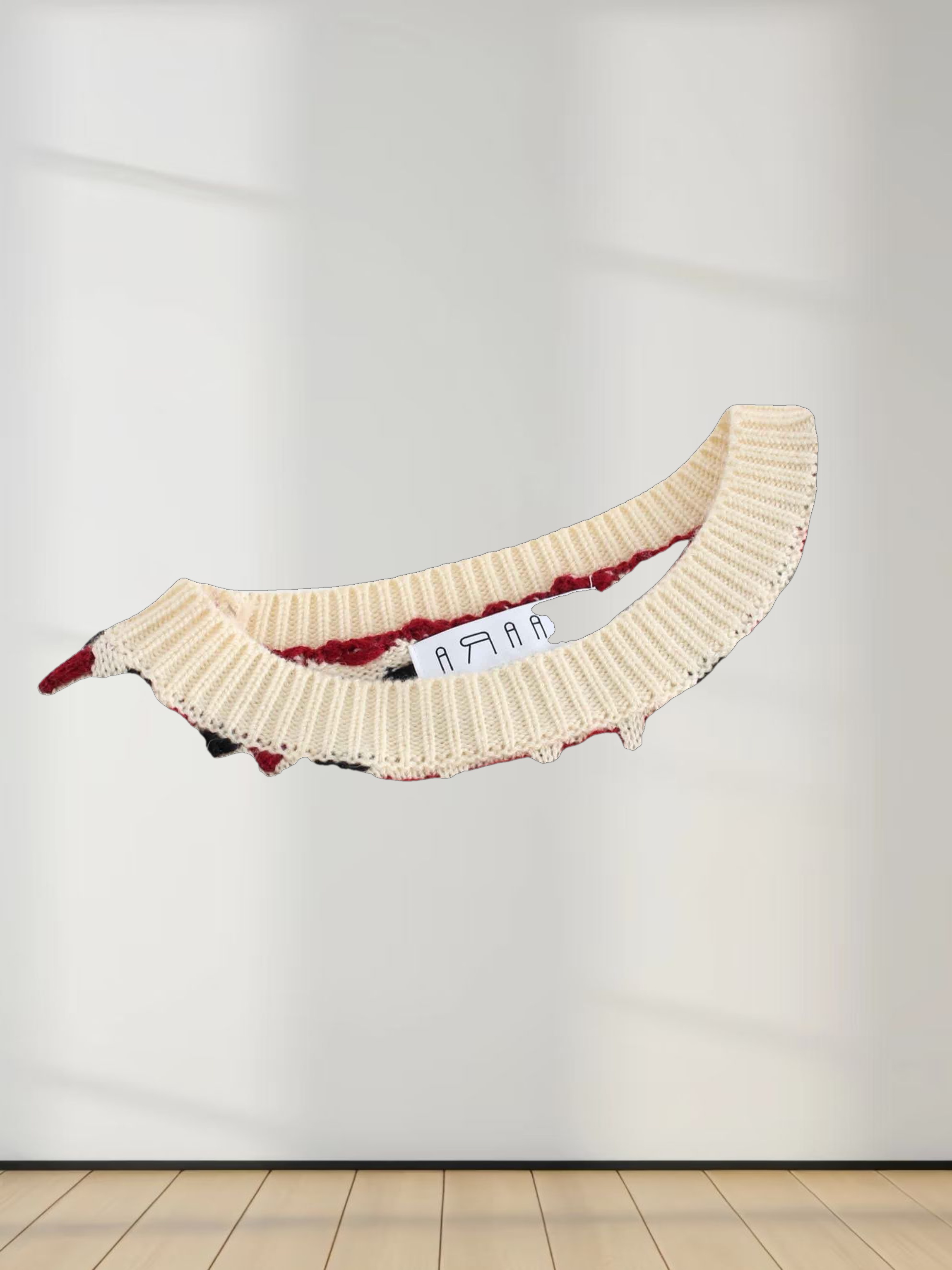 Basket Weave Sweater-Maroon/Black