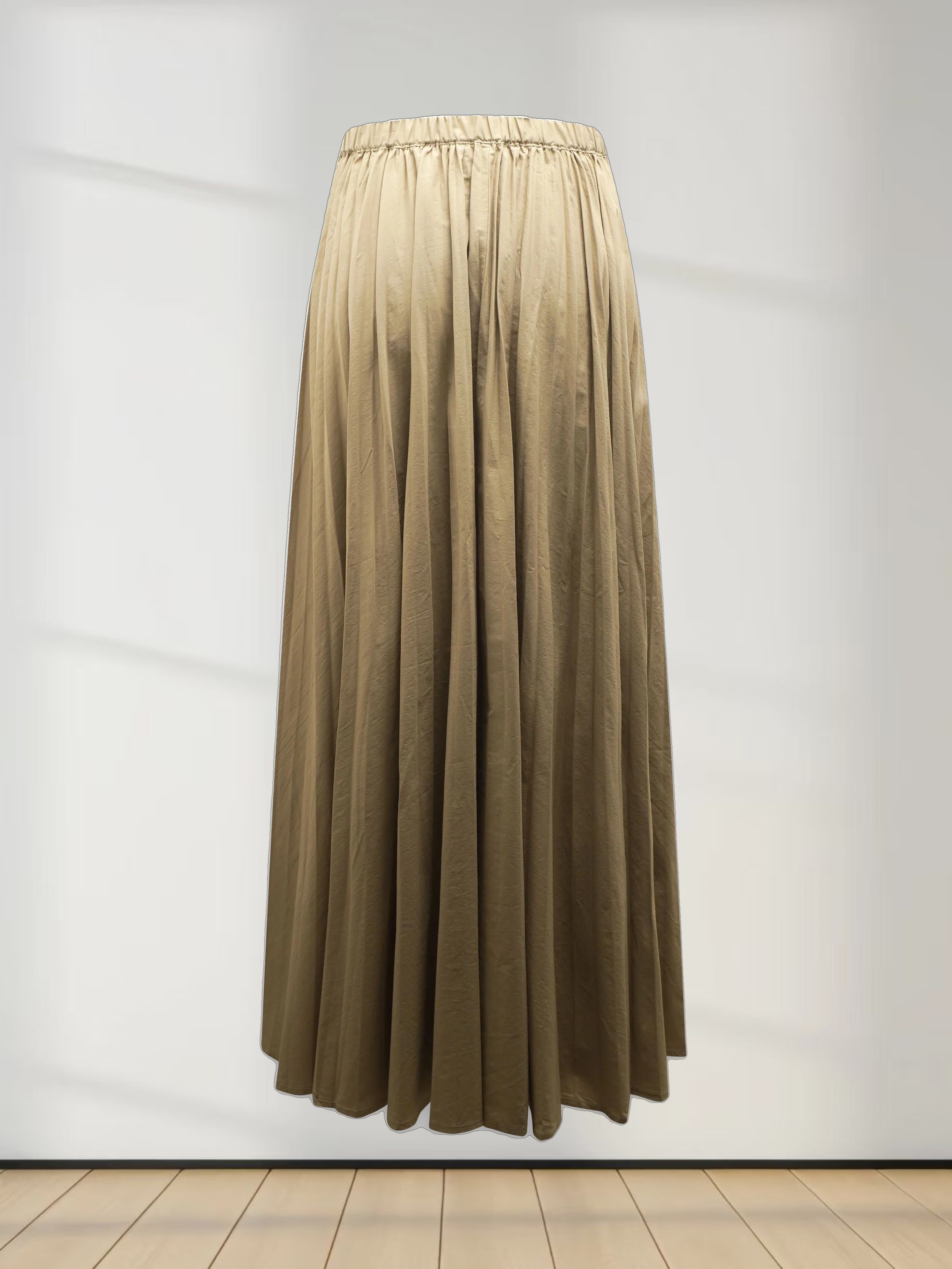 Micro Pleat Elastic Waist Skirt-Sand