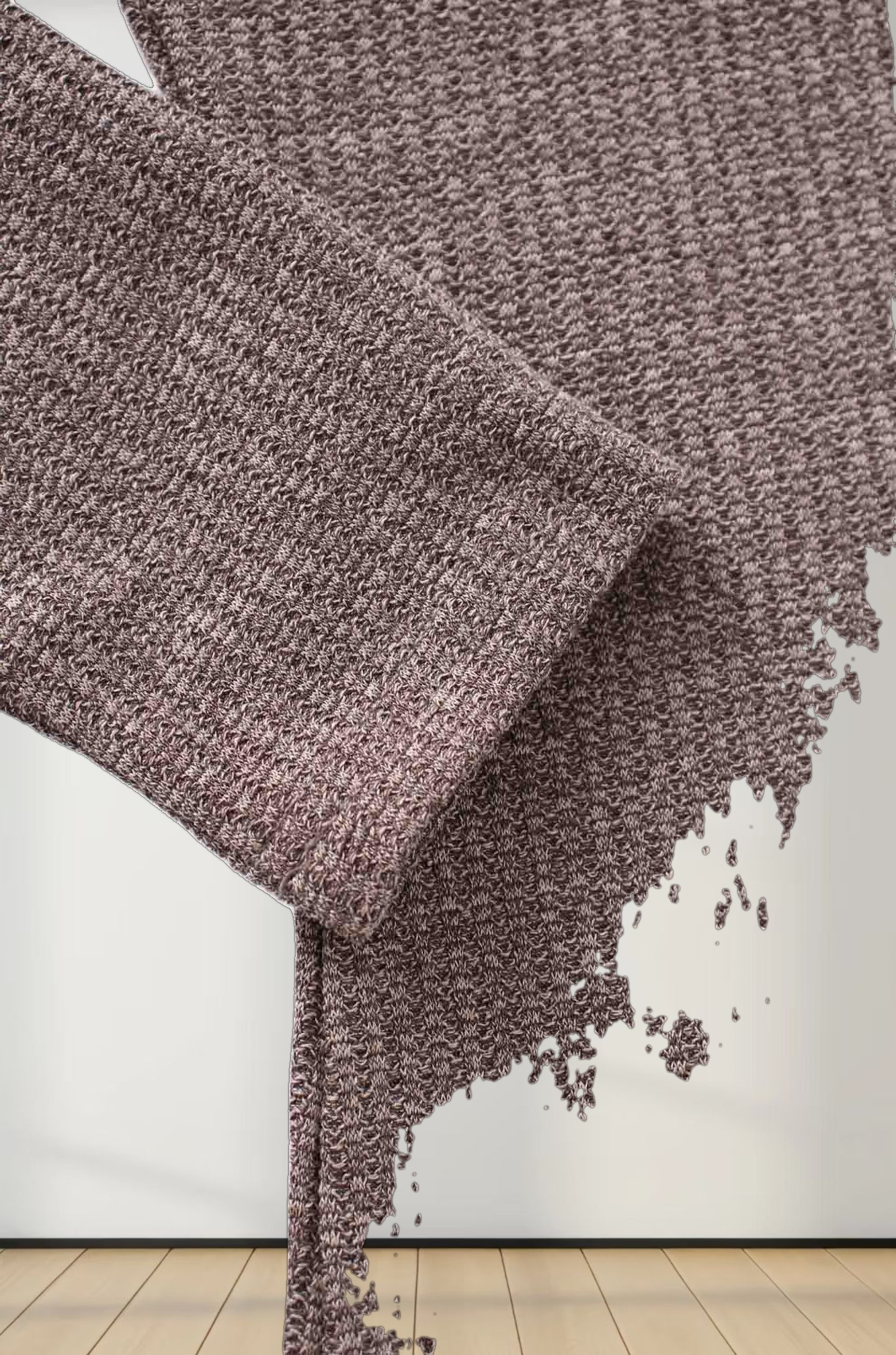 Textured Stretch Turtleneck-Brown