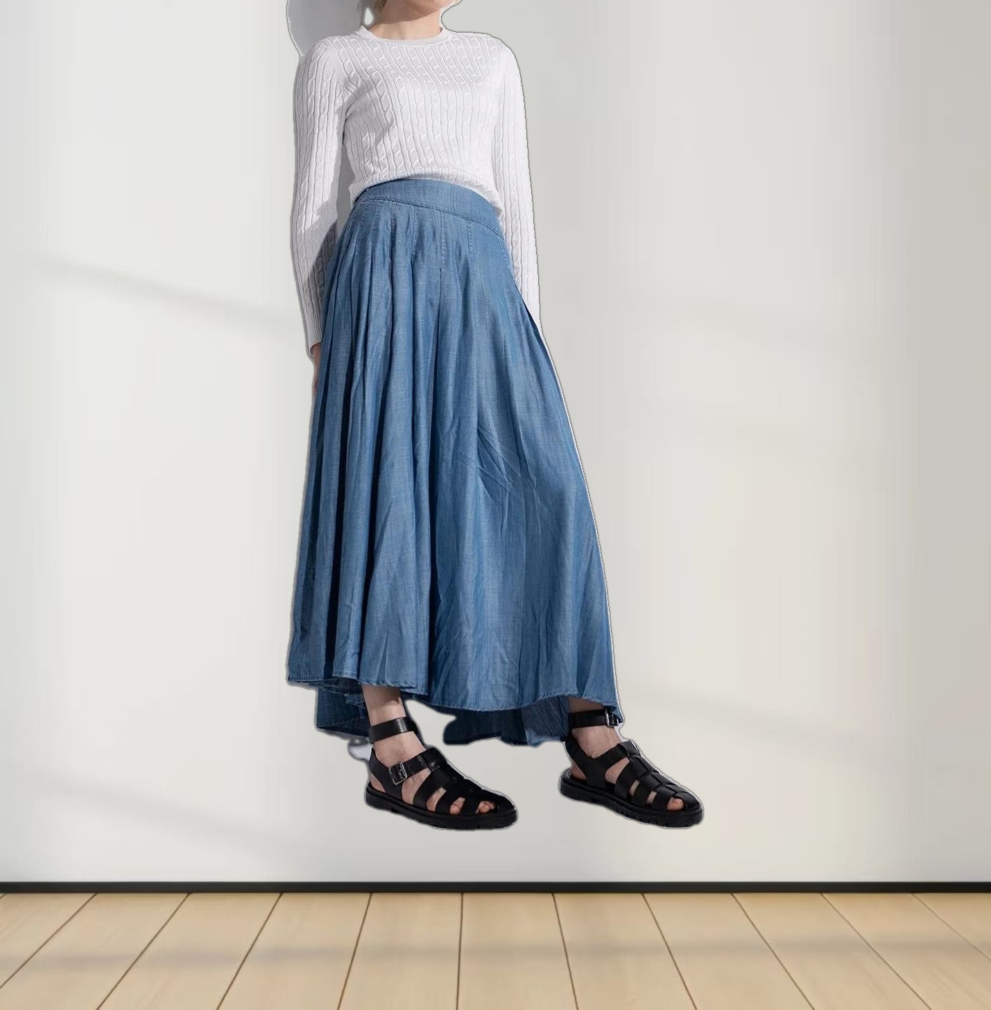 Knit Cable Sweater-White