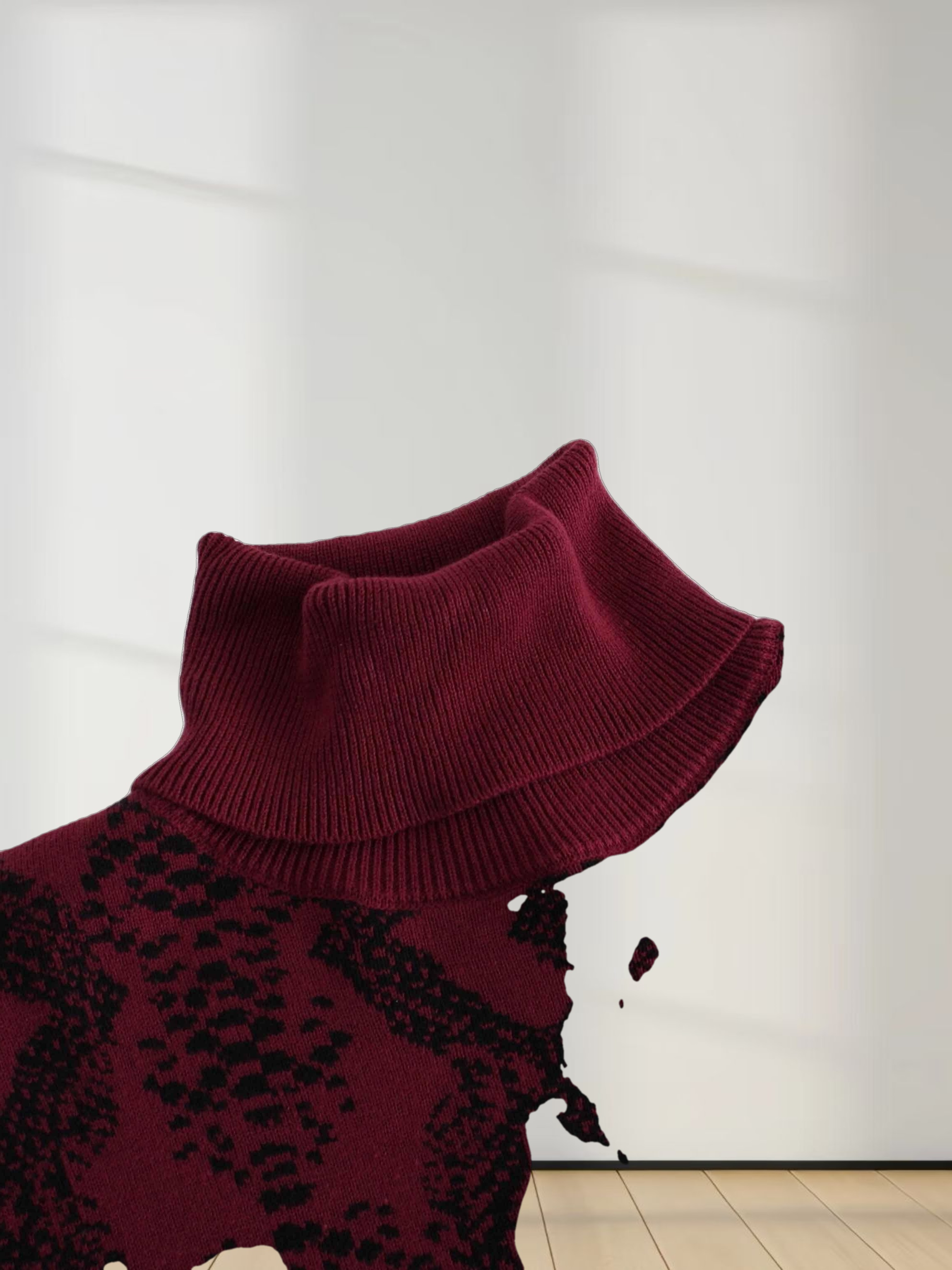 Reptile Print Sweater-Burgundy/Black