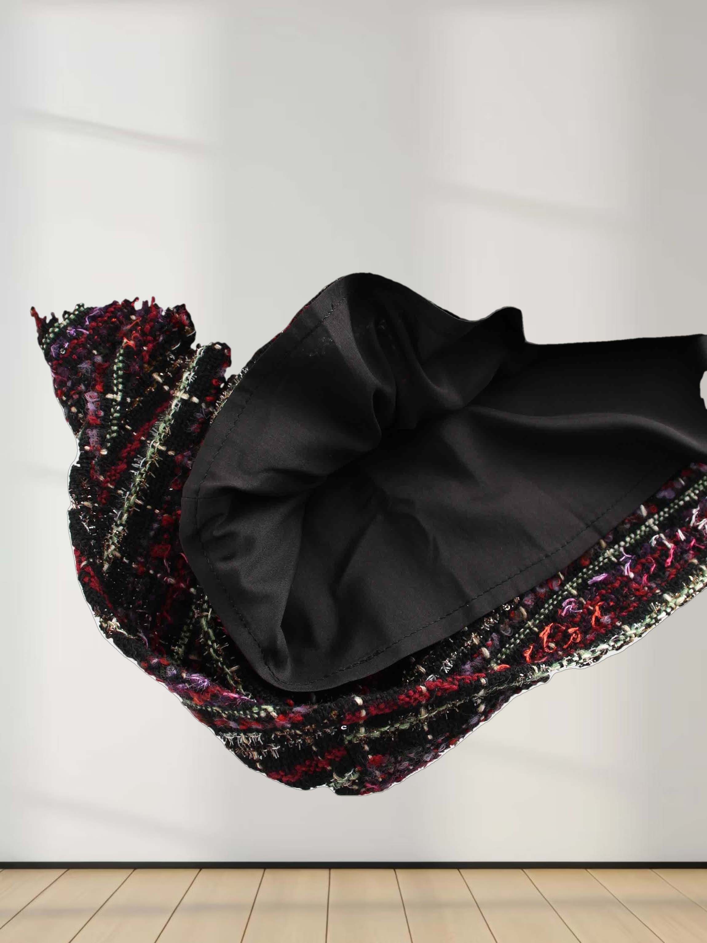 A-Line High Low Skirt-Burgundy Tweed