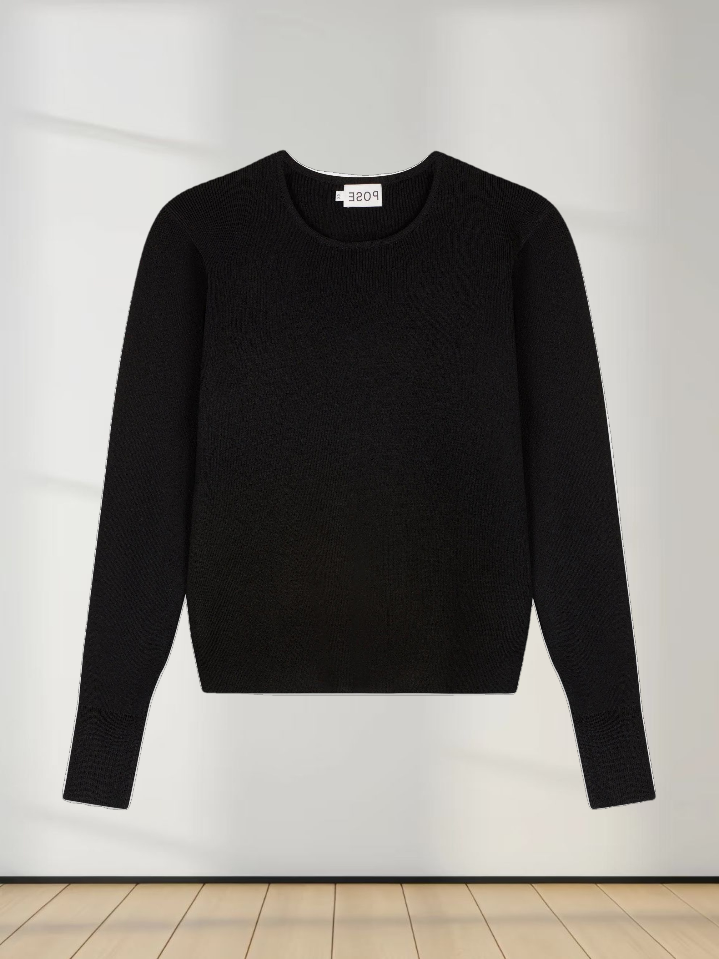 SILK KNIT SWEATER-BLACK