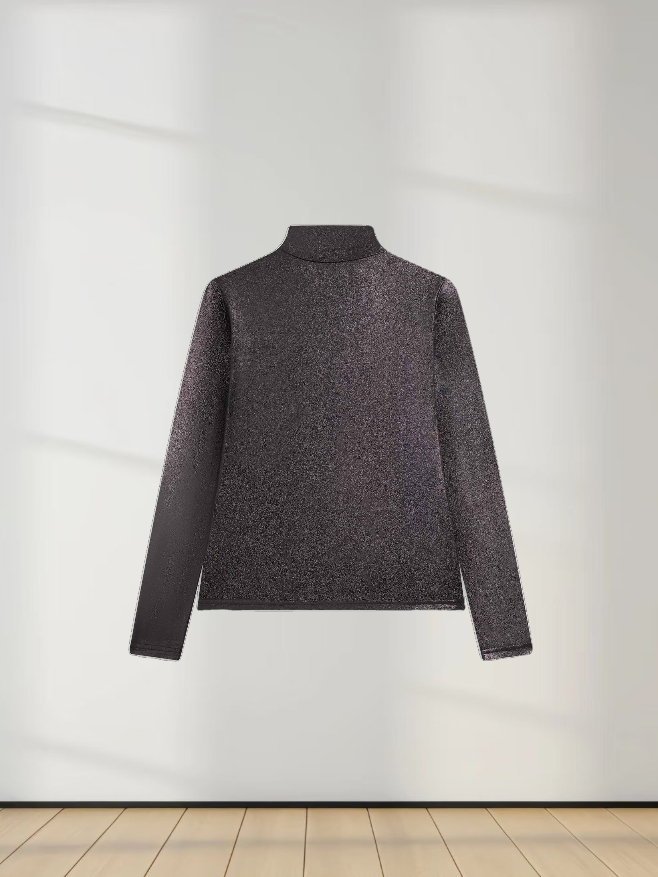 Shimmer Turtleneck-Black/Copper