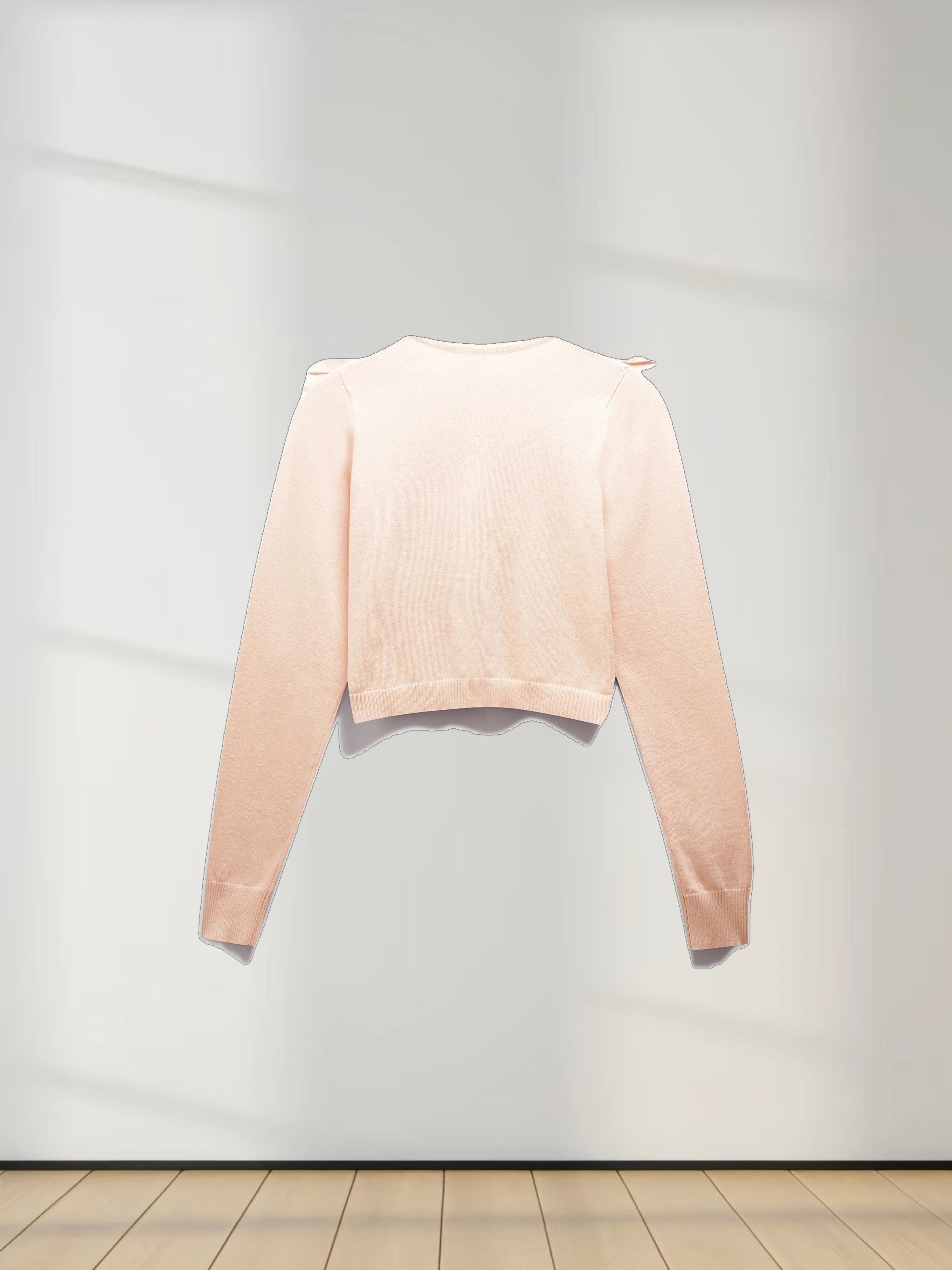 Cropped Bow Cardigan-Peach