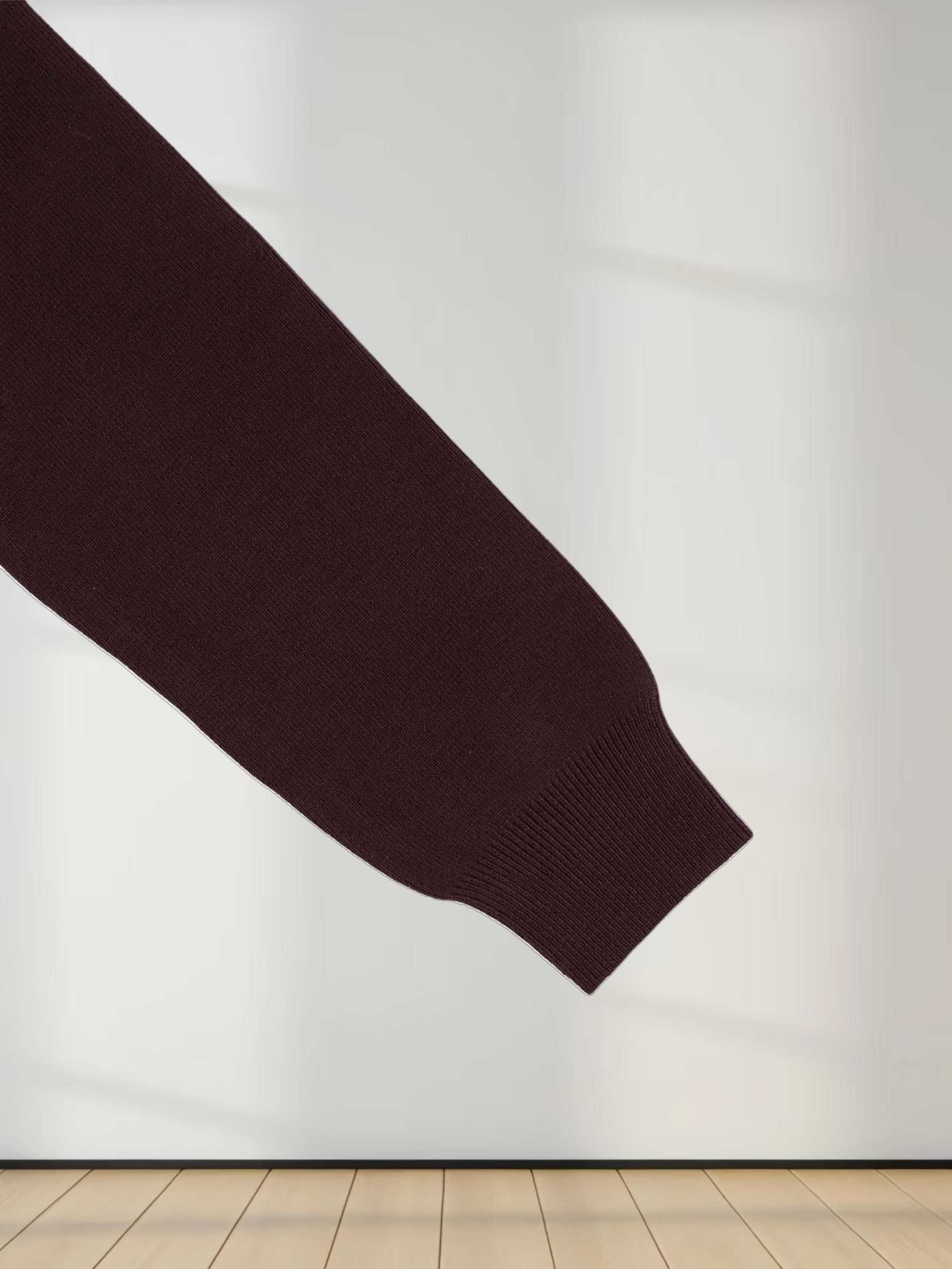 Mock Neck Thin Knit Sweater-Brown