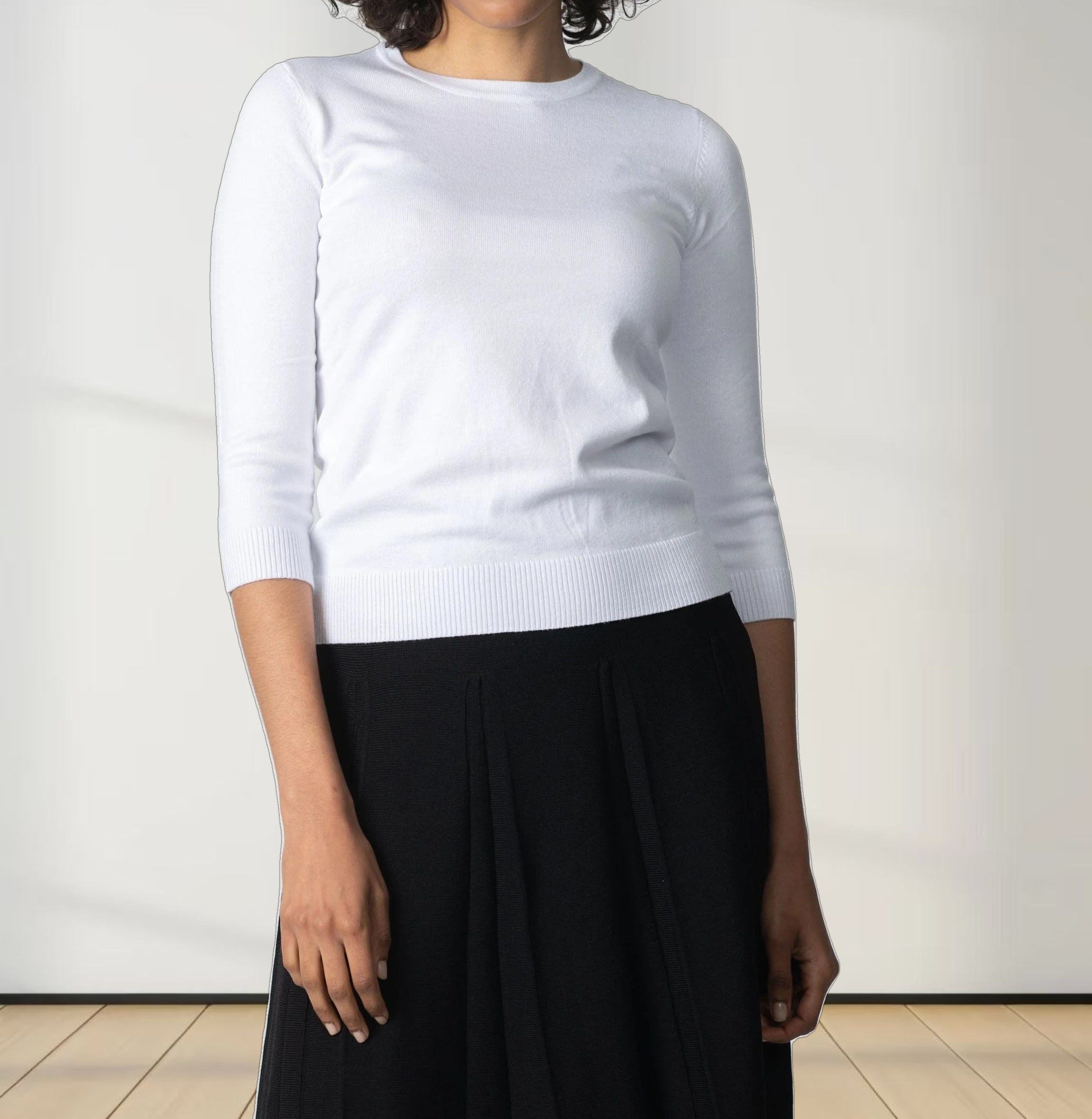 BASIC CREW SWEATER (3Q) - CREAM