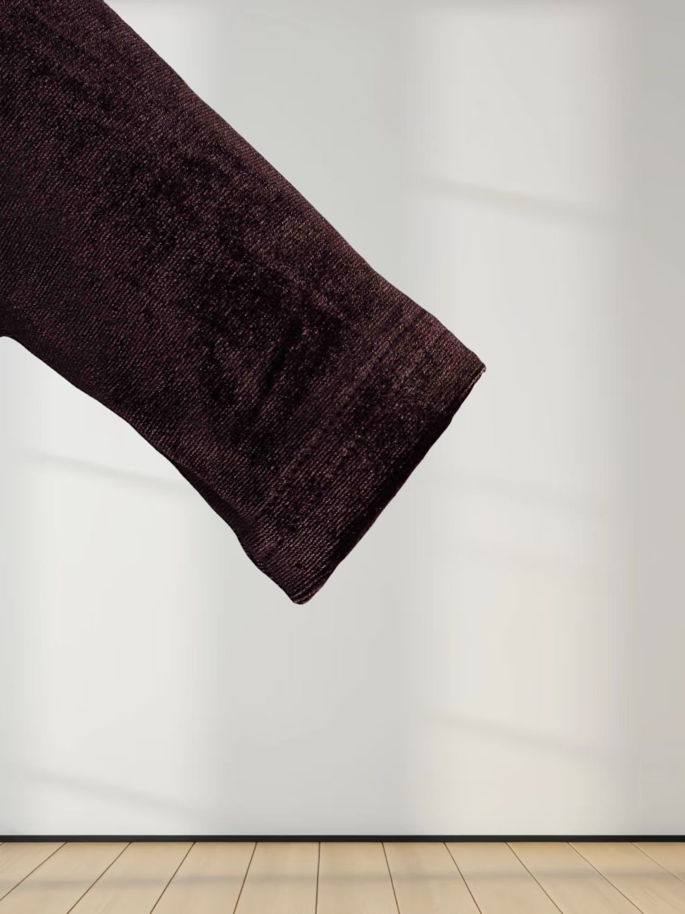 Velour Mock Neck Turtleneck-Brown