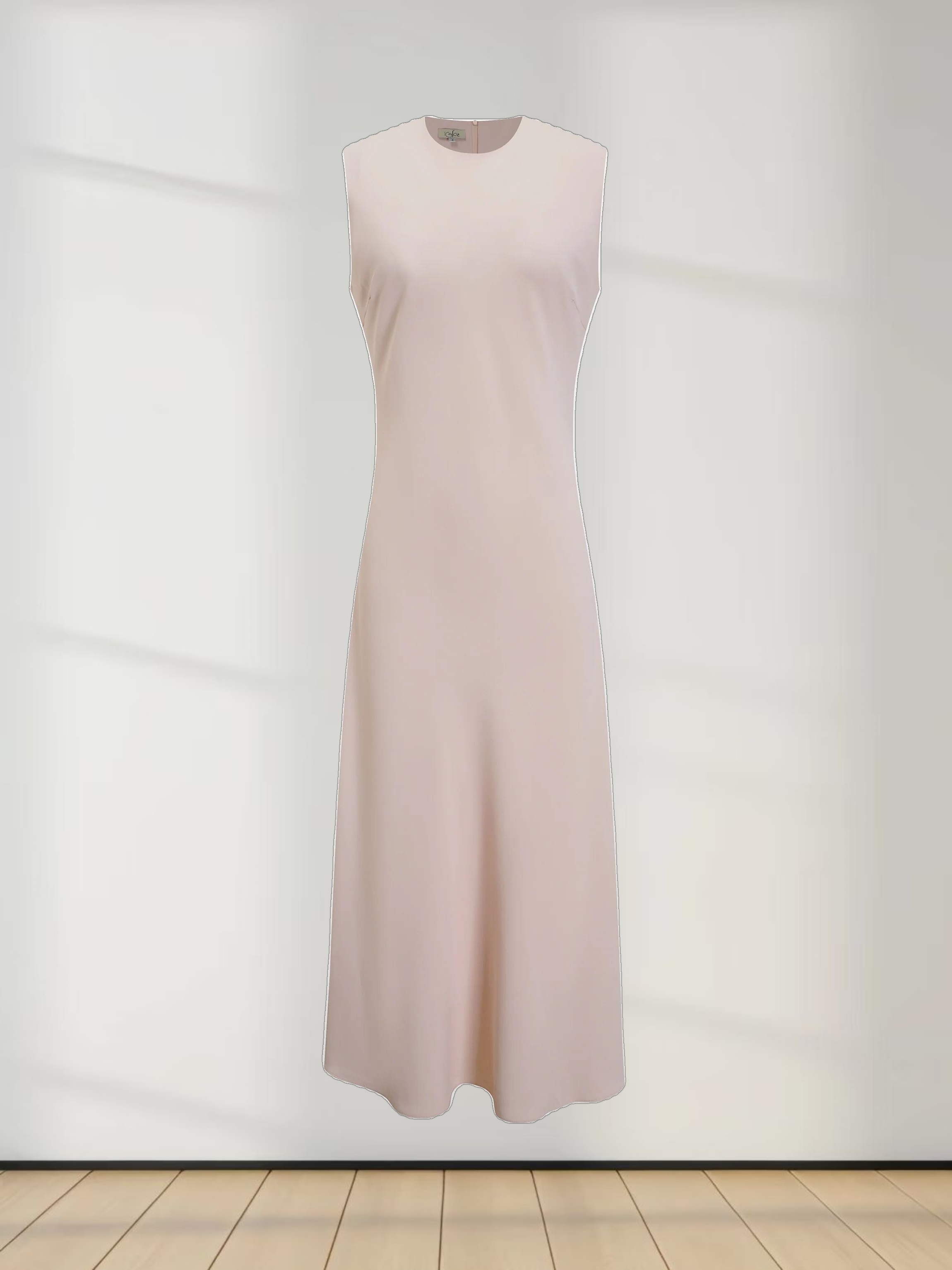 Crepe Slip Dress-Pink