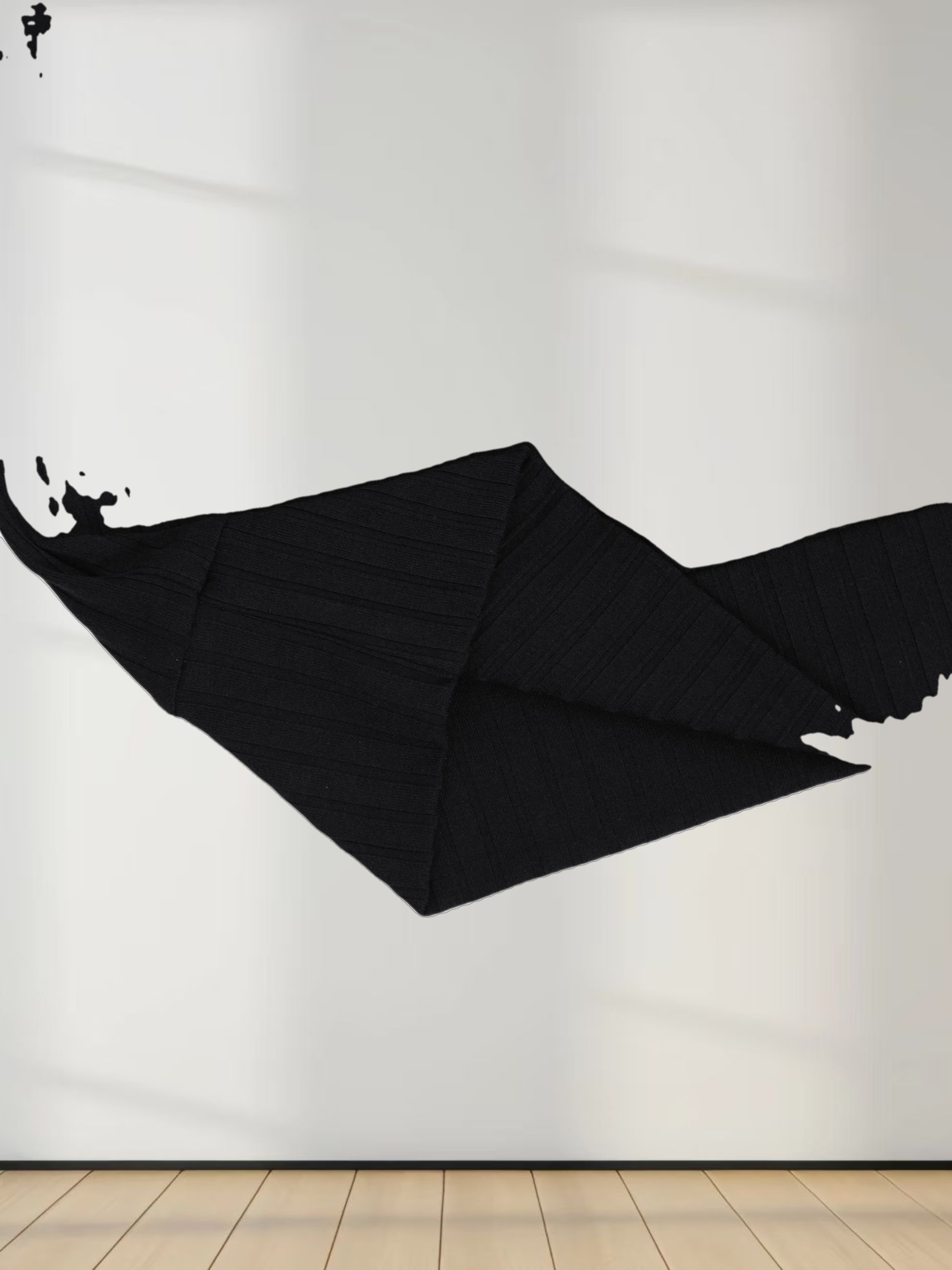 Ribbed High V Bomber-Black