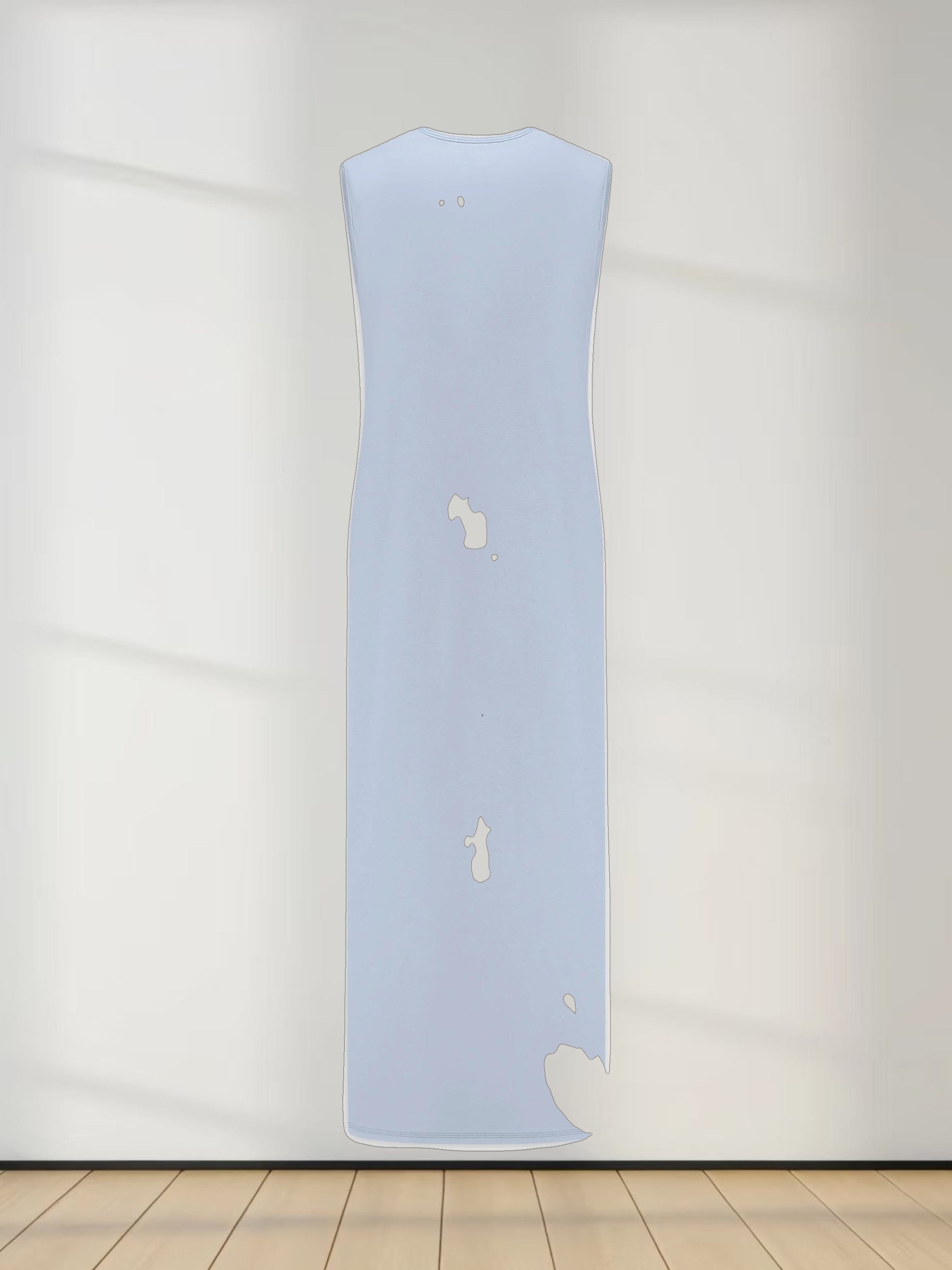 Basic T-Shirt Slip Dress-Light Blue
