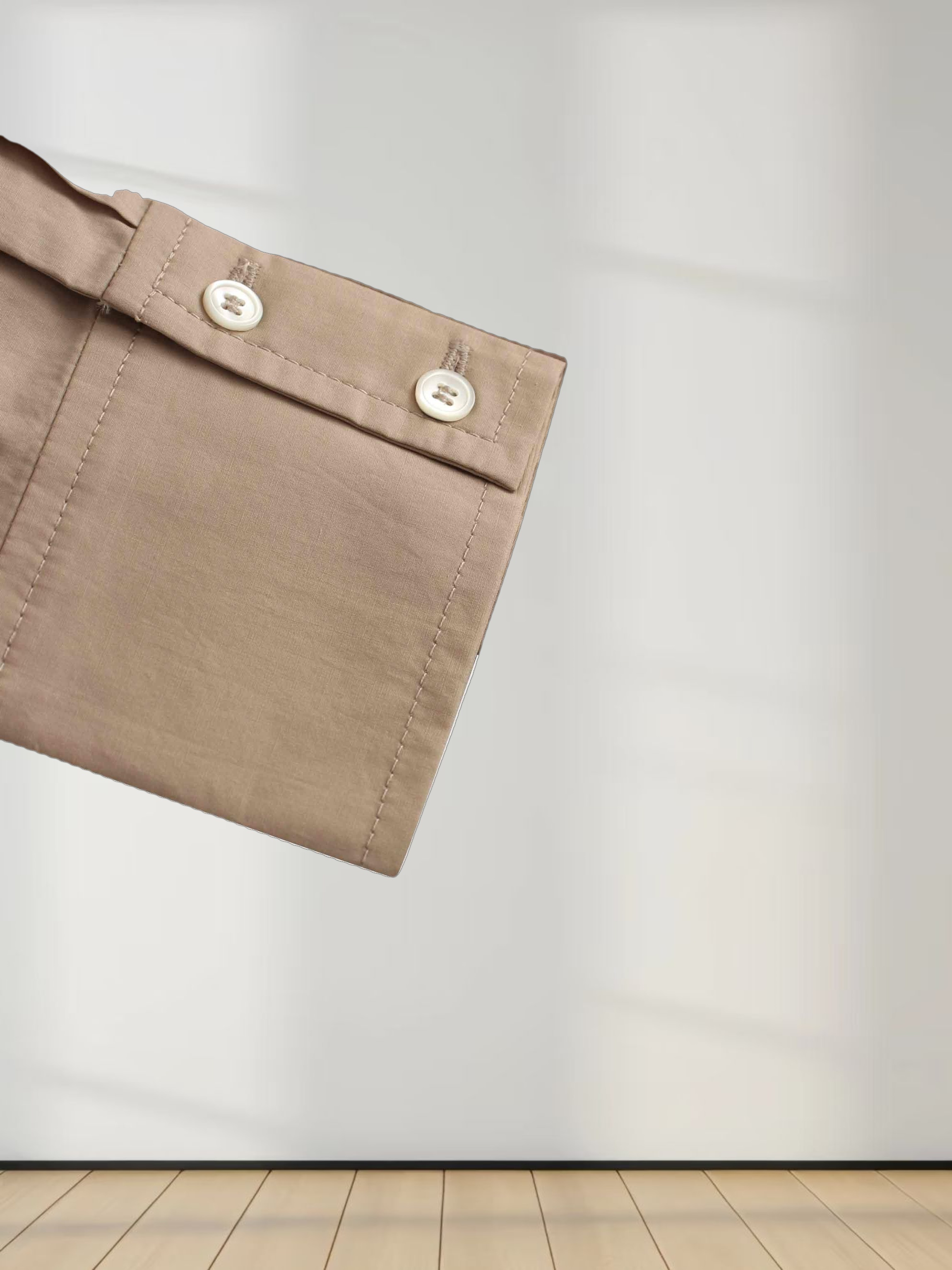 Button Overlay Shirtdress-Tan