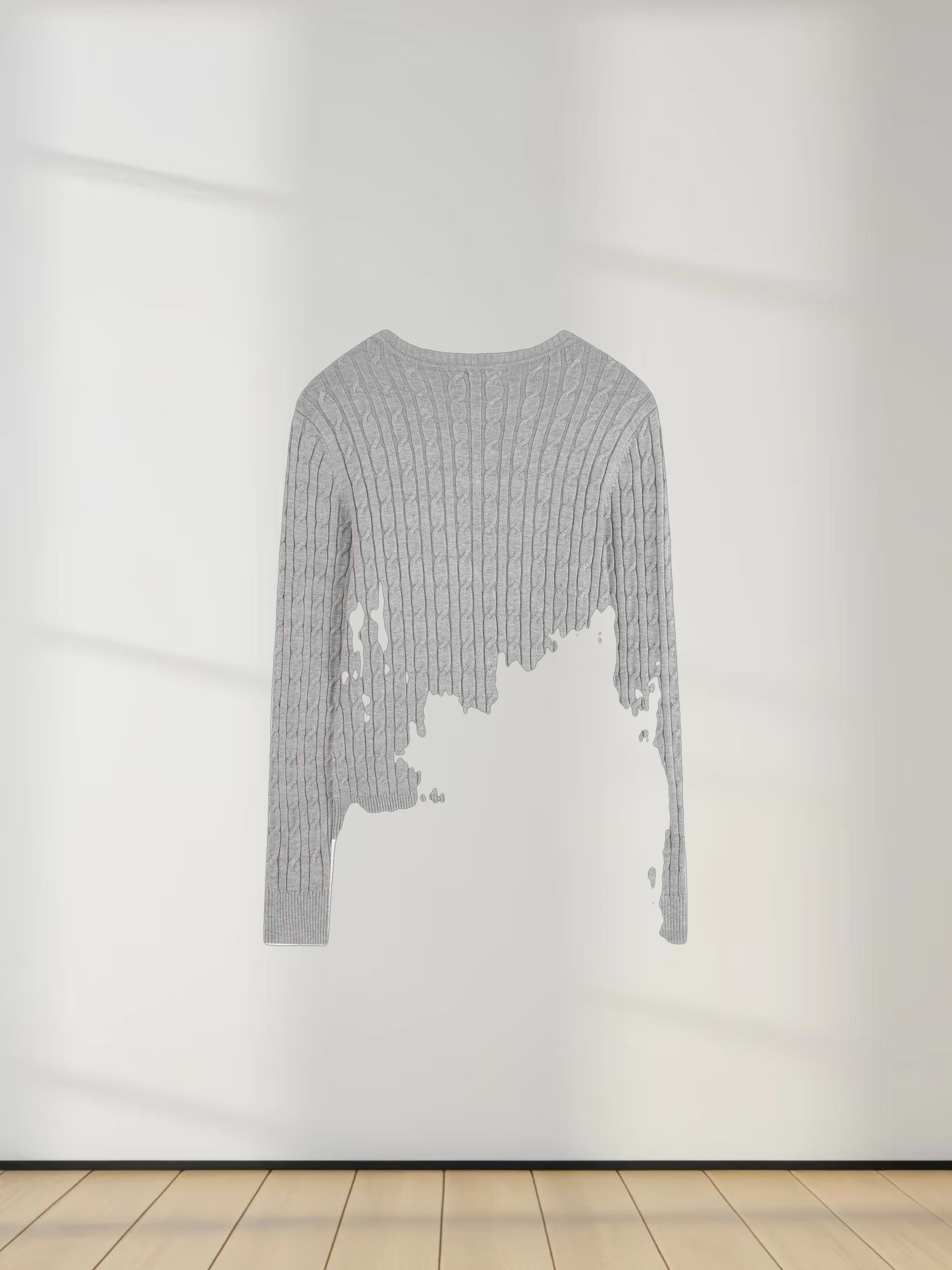 Knit Cable Sweater-Heathered Grey