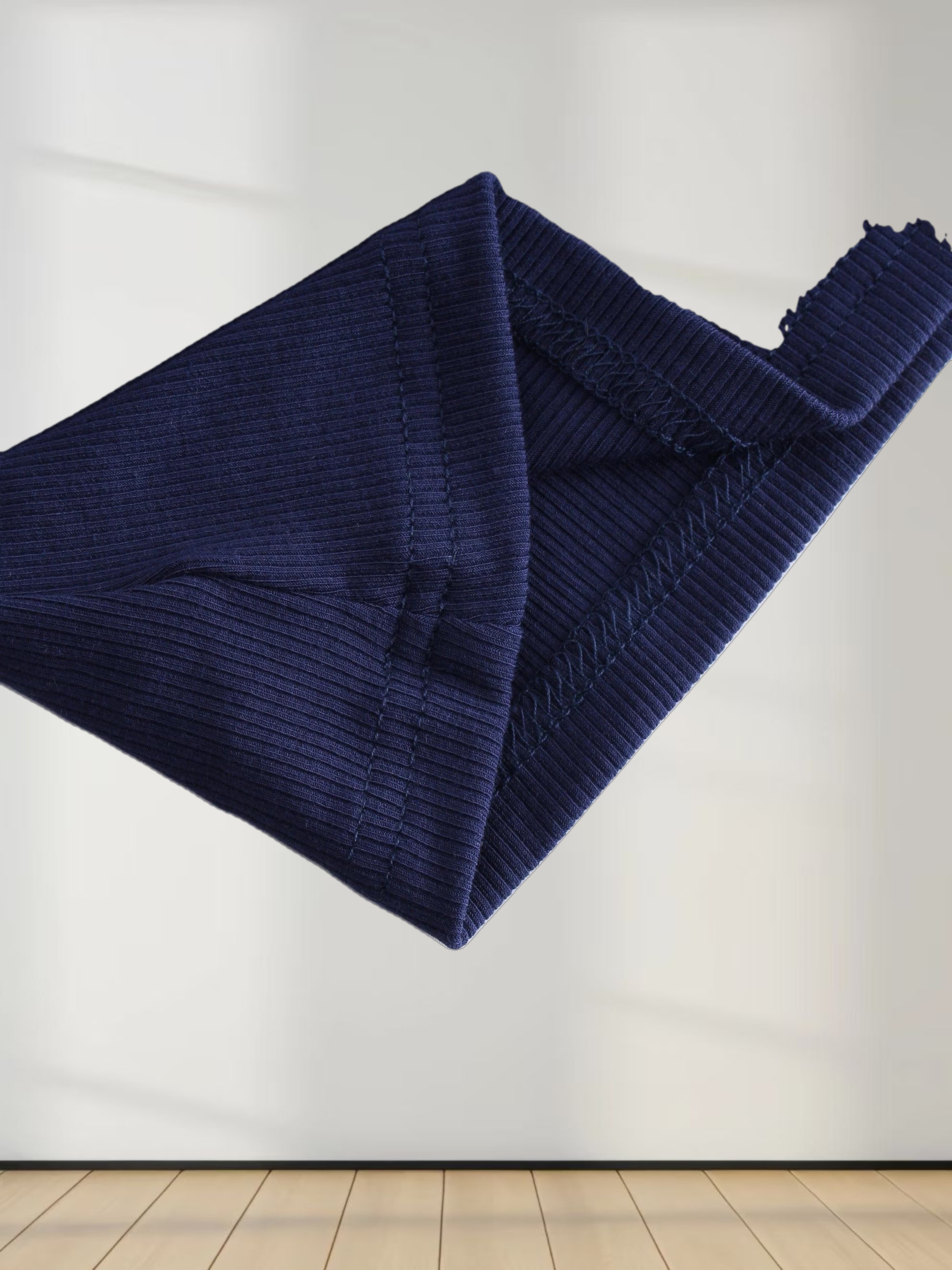 RIBBED HIGH V 3Q-NAVY