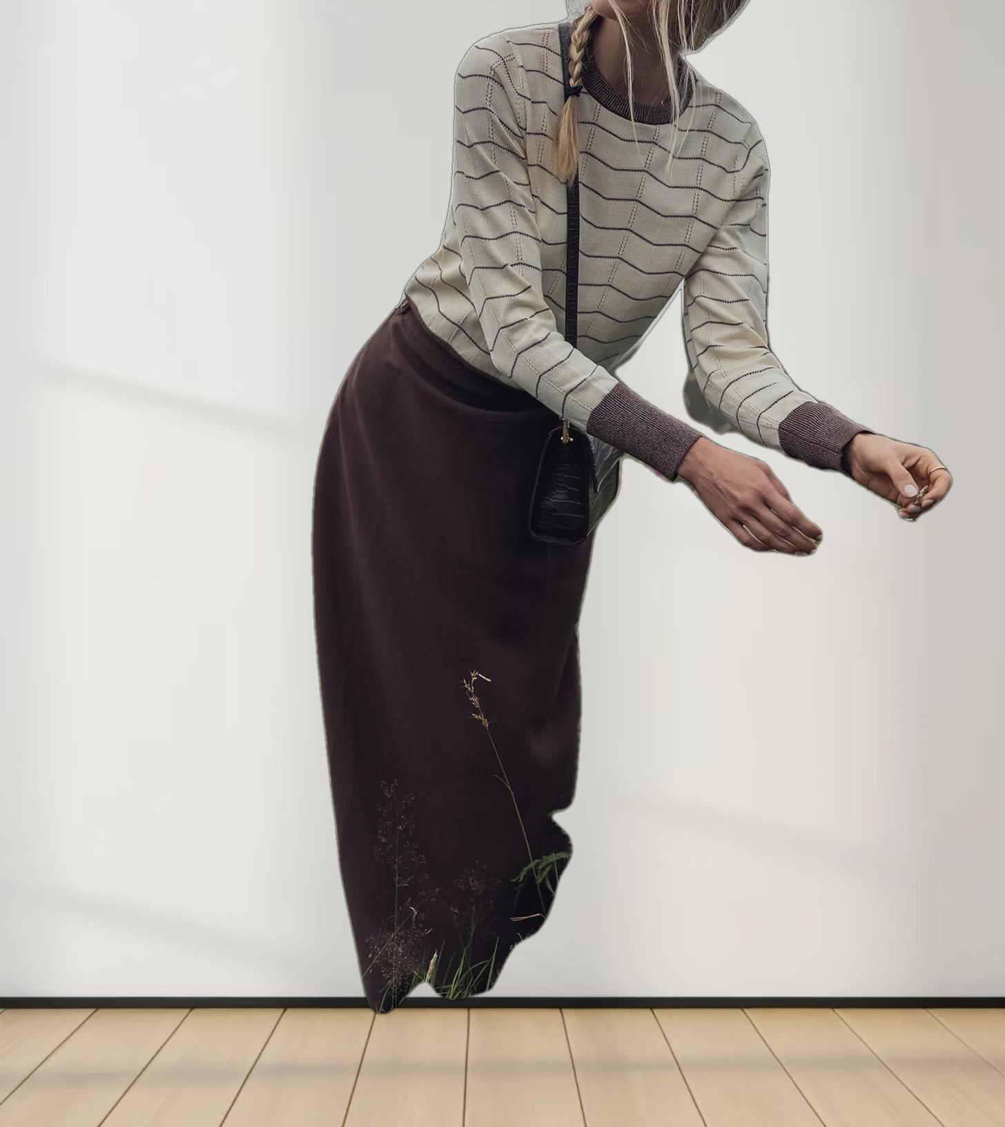 Lurex Striped Sweater-Cream/Brown