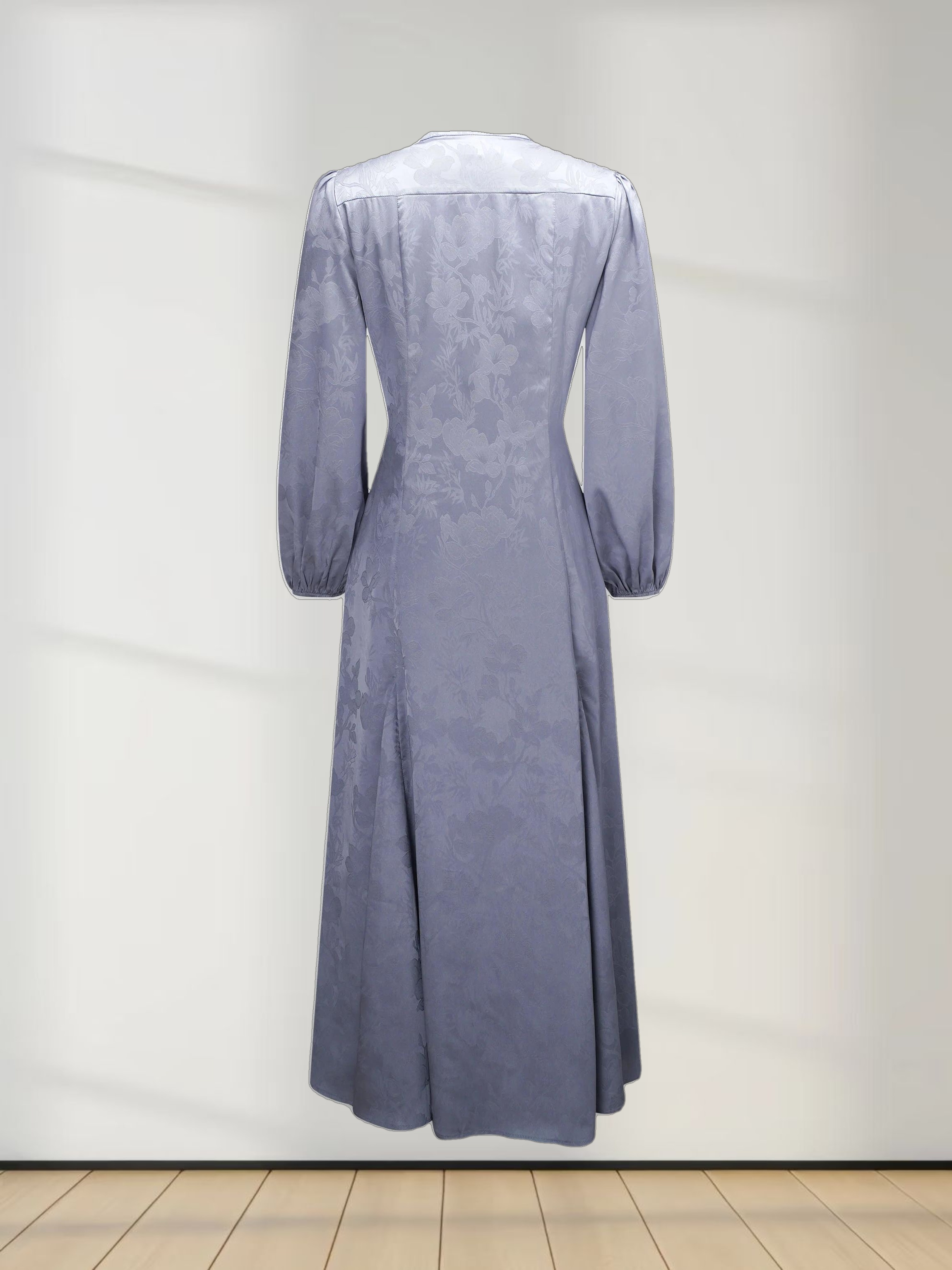 A Line Shirtdress-Slate Blue Floral