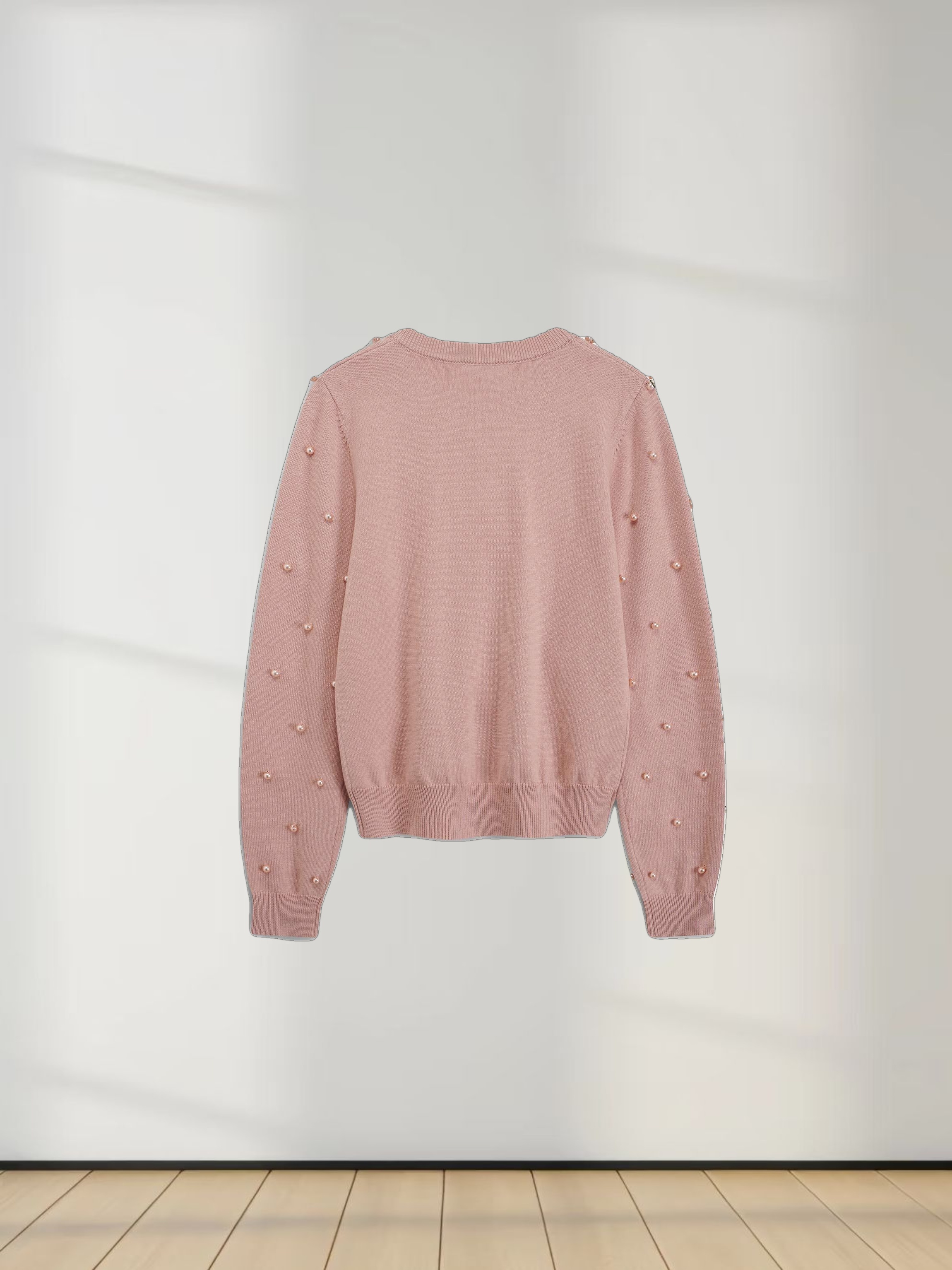 Pearl Embellished Sweater-Blush