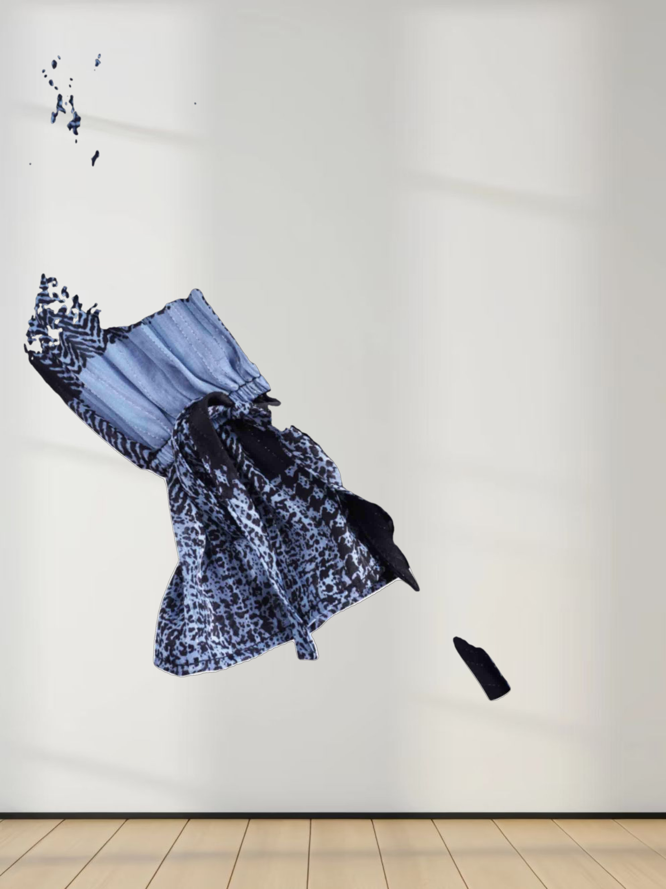 Belted Pleat Dress-Blue Plaid