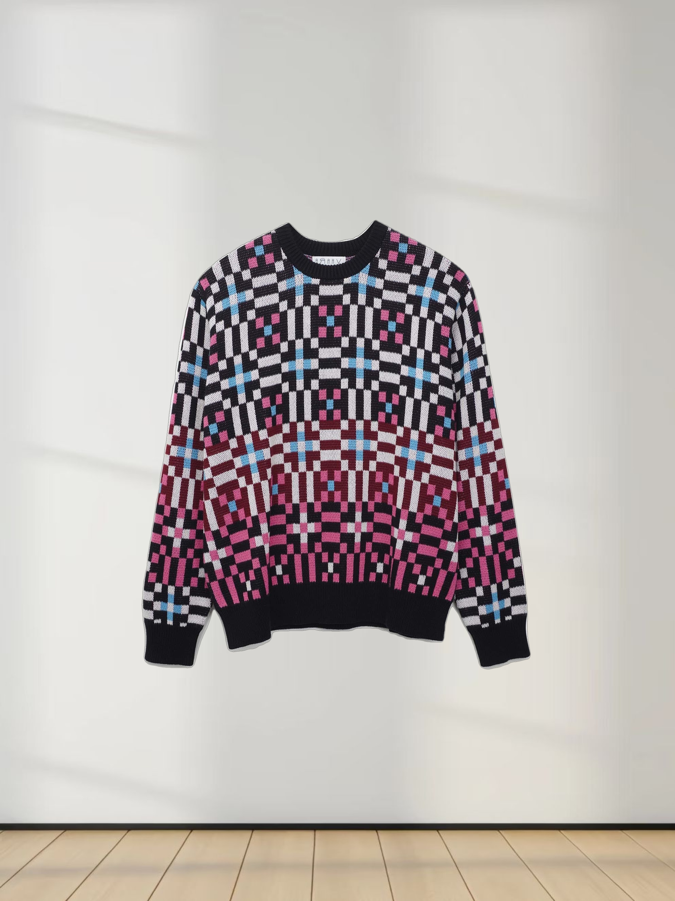 Geometric Design Sweater-Pink