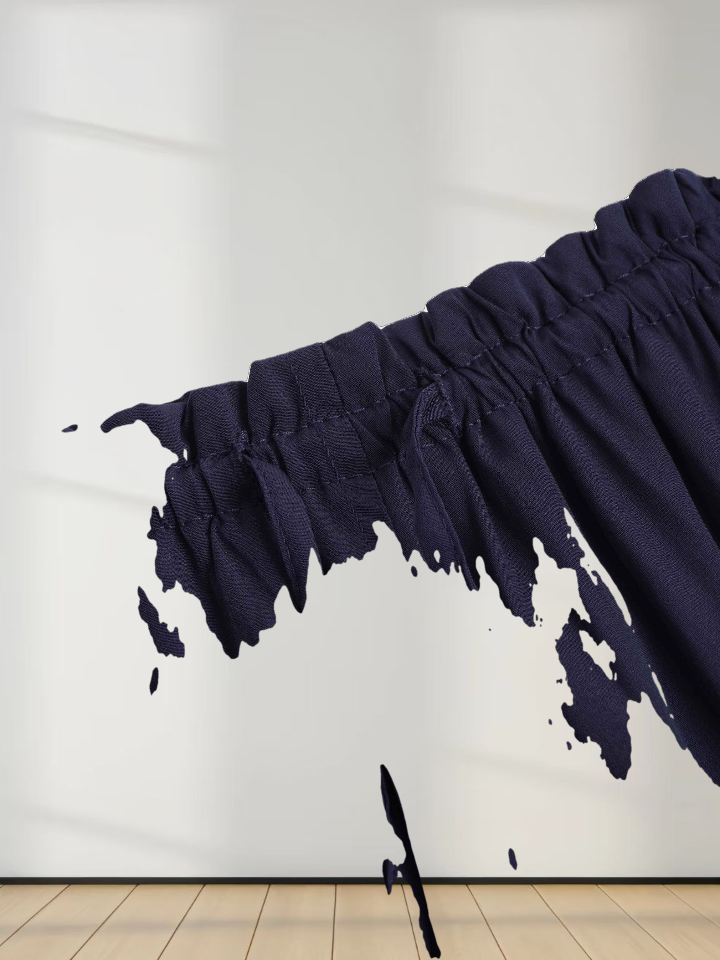 DRAWSTRING RUFFLE SKIRT-NAVY