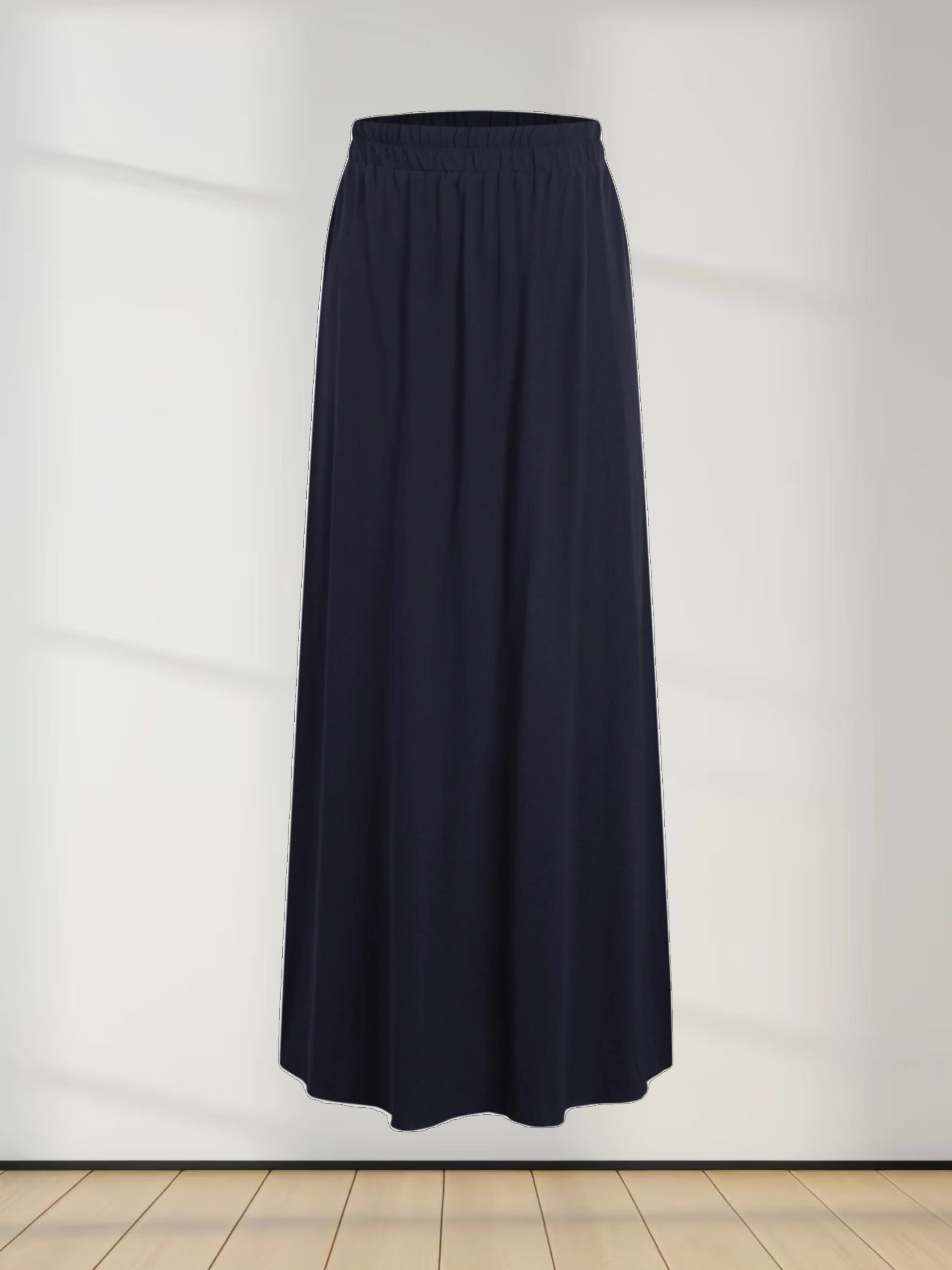 Elastic Waist T-Shirt Skirt-Navy