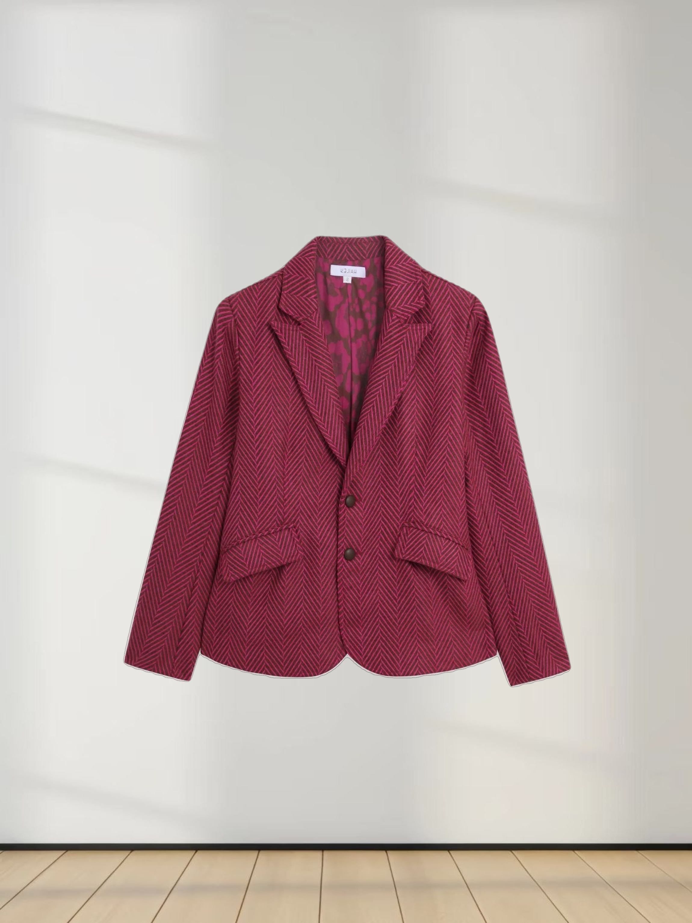 Fitted Blazer-Pink/Brown Herringbone